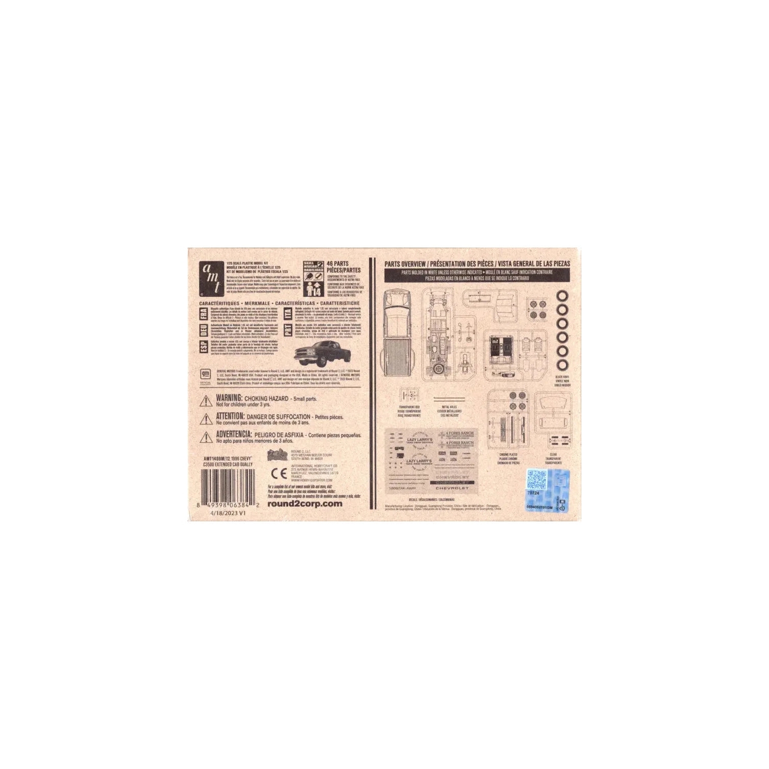 AMT. 1996 Chevy C-3500, camionnette double, construction facile, AMT1409 Nouveau