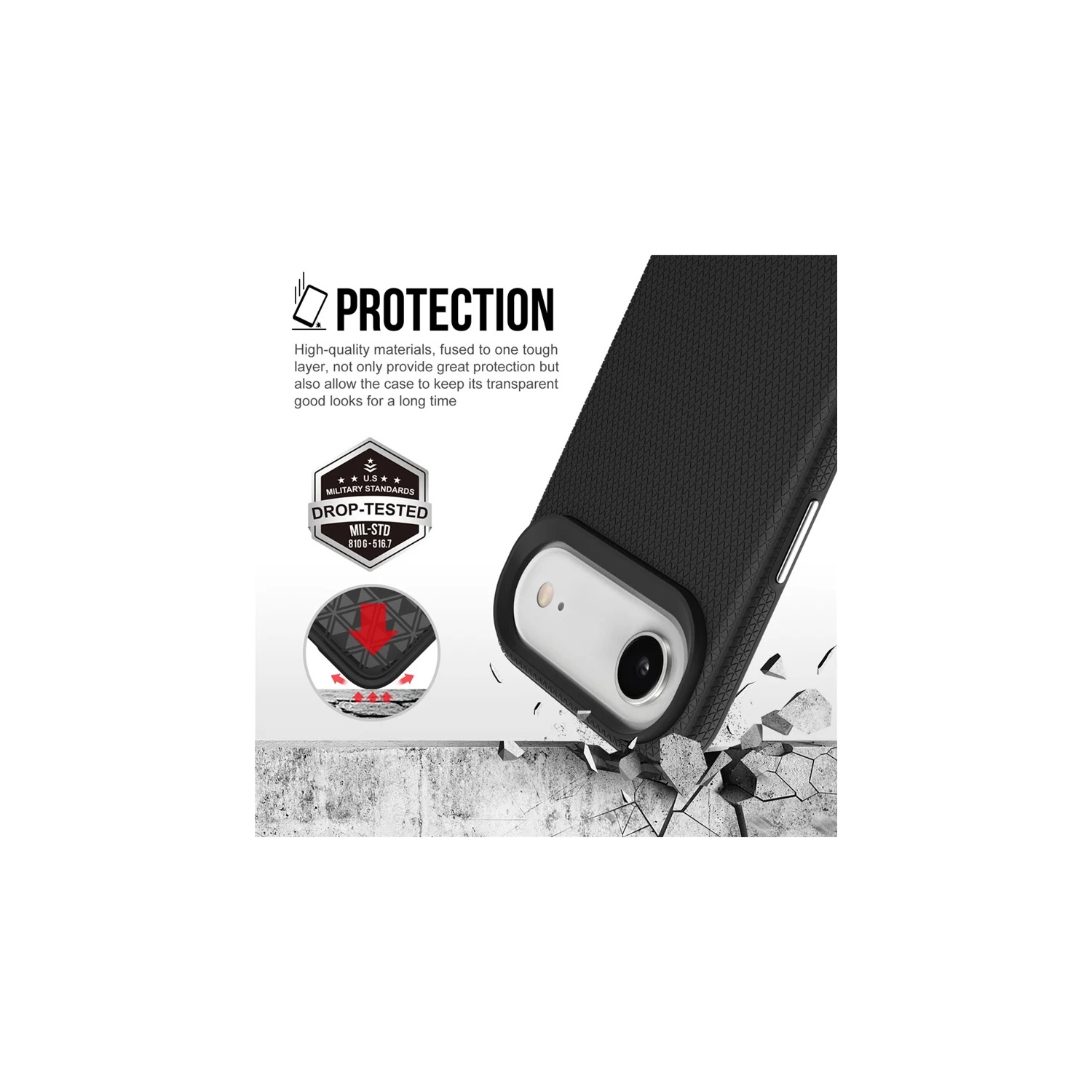 [CS] Slim Fitted Hard PC Shell Scratch Resistant Case Cover for iPhone 17 Air, Black