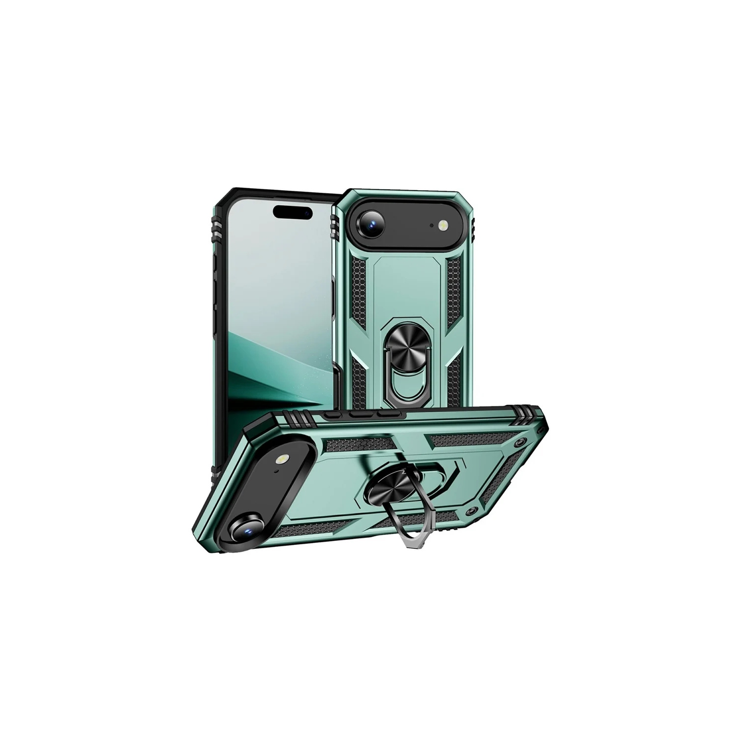 [CS] Hybrid Hard Kickstand Case Cover with Magnetic Ring Holder for iPhone 17 Air, Green