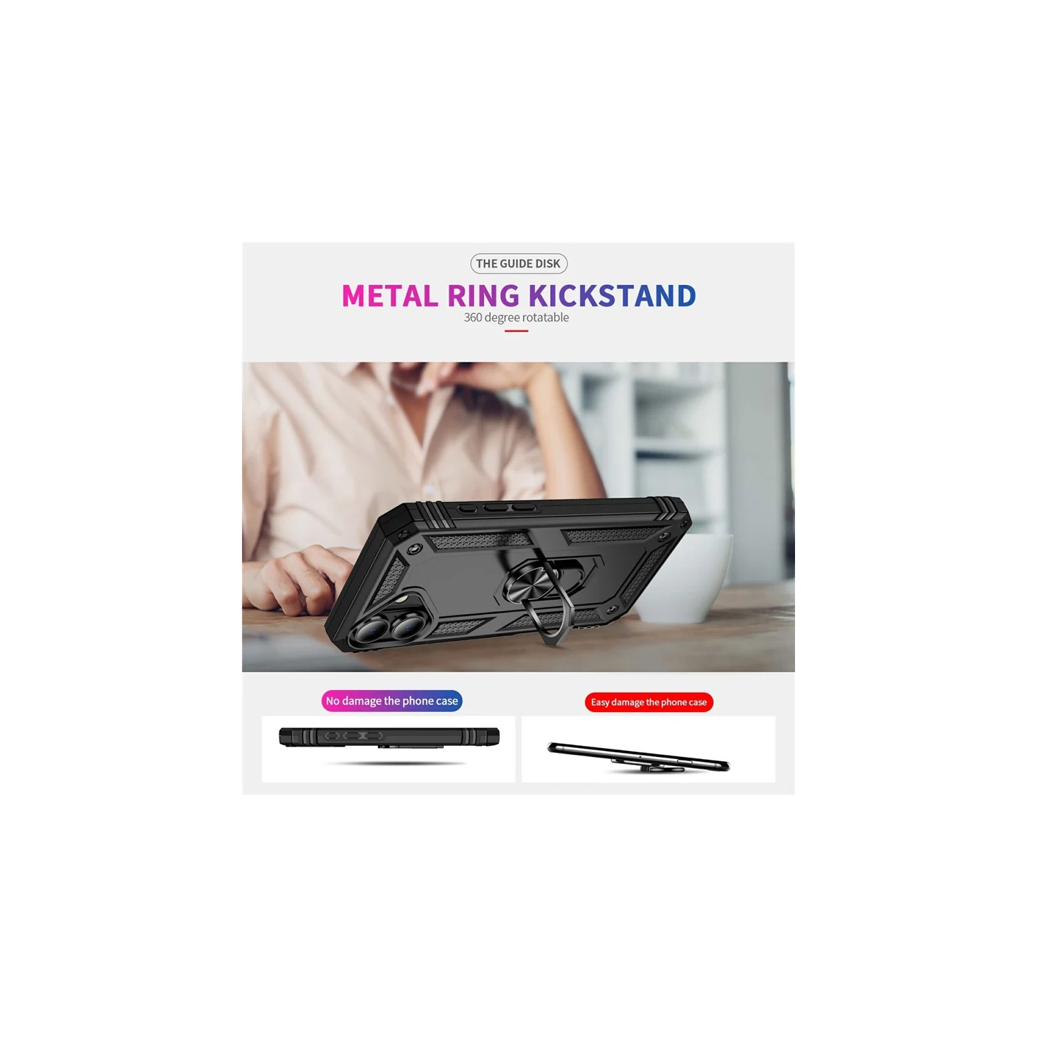 [CS] Hybrid Hard Kickstand Case Cover with Magnetic Ring Holder for iPhone 17 Air, Green