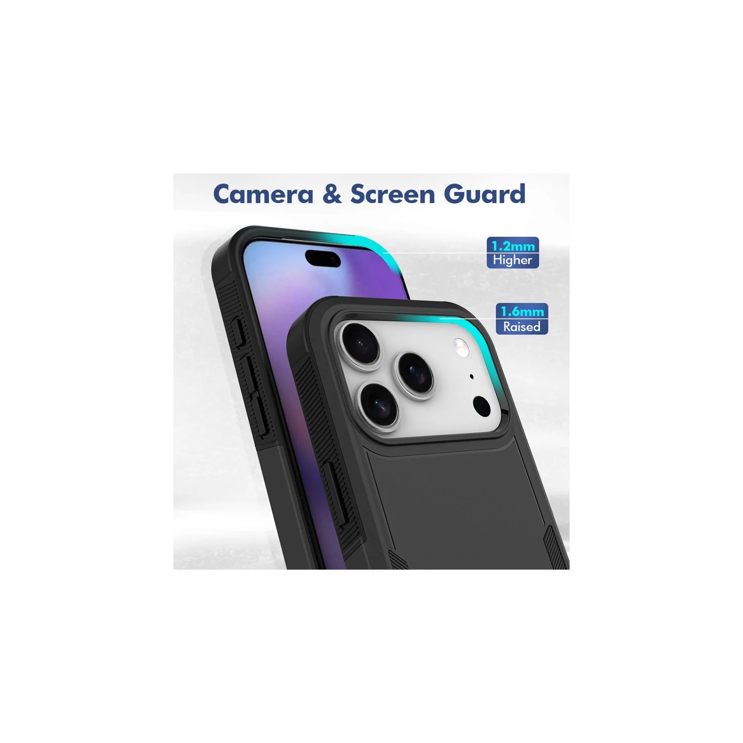 [CS] Dual Layers Heavy Duty Rubber Armor Hard Case Cover for iPhone 17 Pro, White