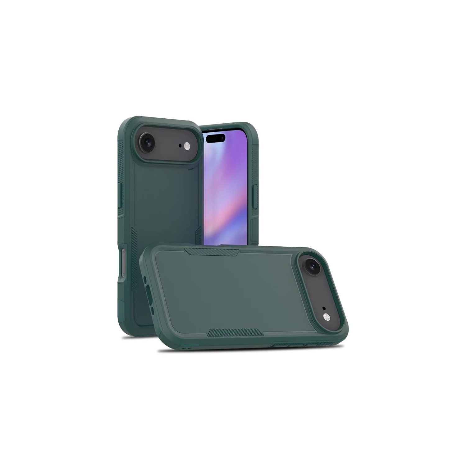 [CS] Dual Layers Heavy Duty Rubber Armor Hard Case Cover for iPhone 17 Air, Midnight Green