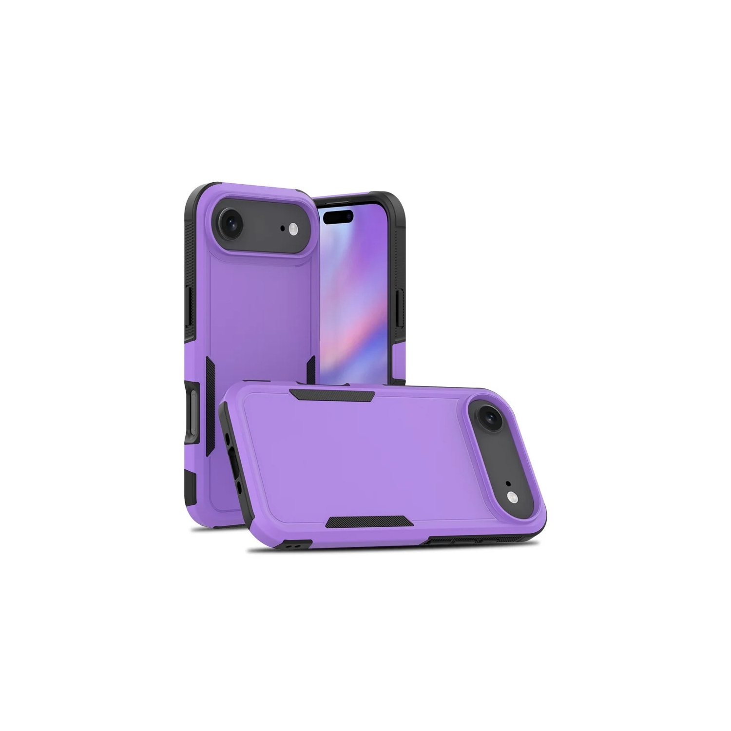 [CS] Dual Layers Heavy Duty Rubber Armor Hard Case Cover for iPhone 17 Air, Purple