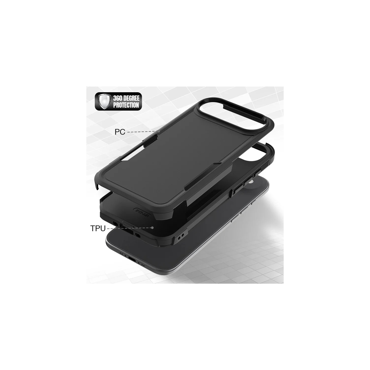 [CS] Dual Layers Heavy Duty Rubber Armor Hard Case Cover for iPhone 17 Air, Red