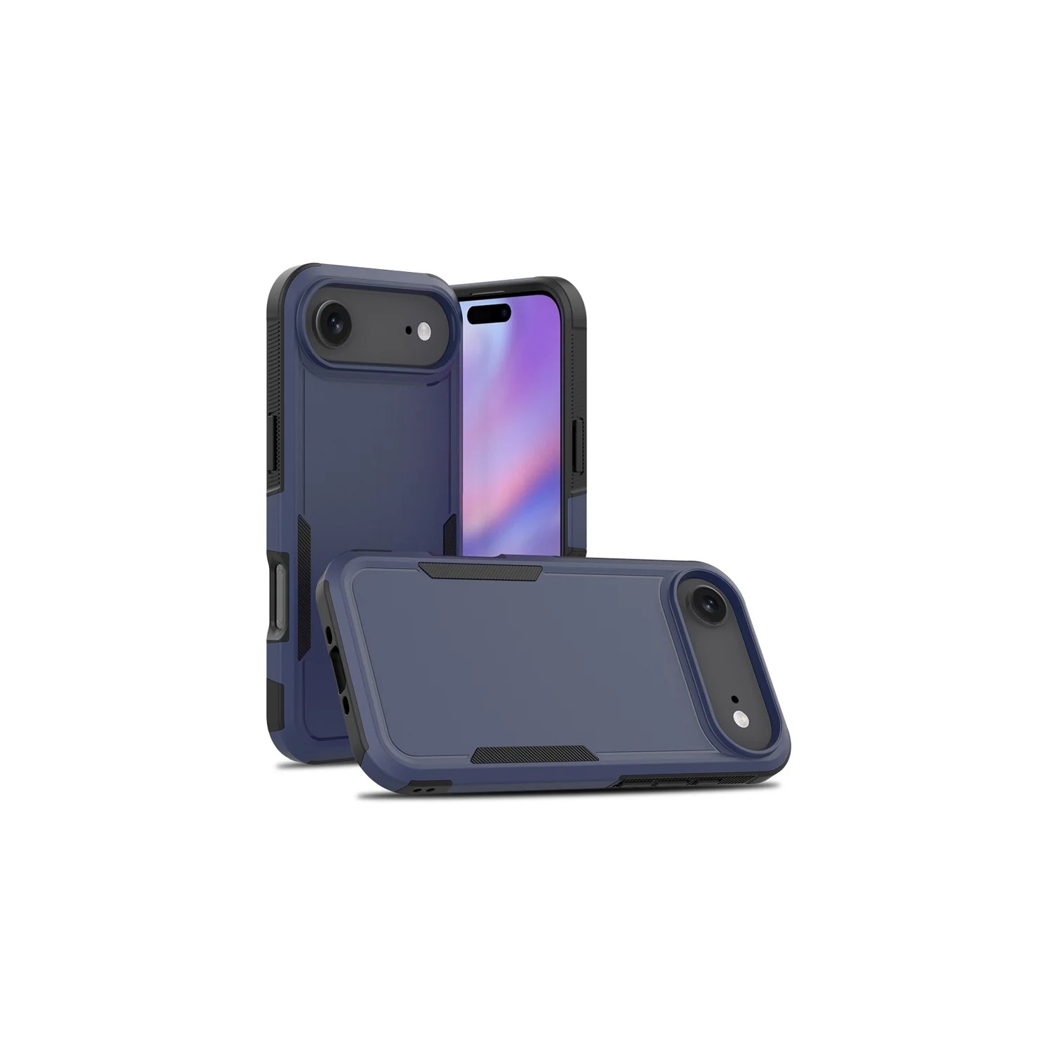 [CS] Dual Layers Heavy Duty Rubber Armor Hard Case Cover for iPhone 17 Air, Navy