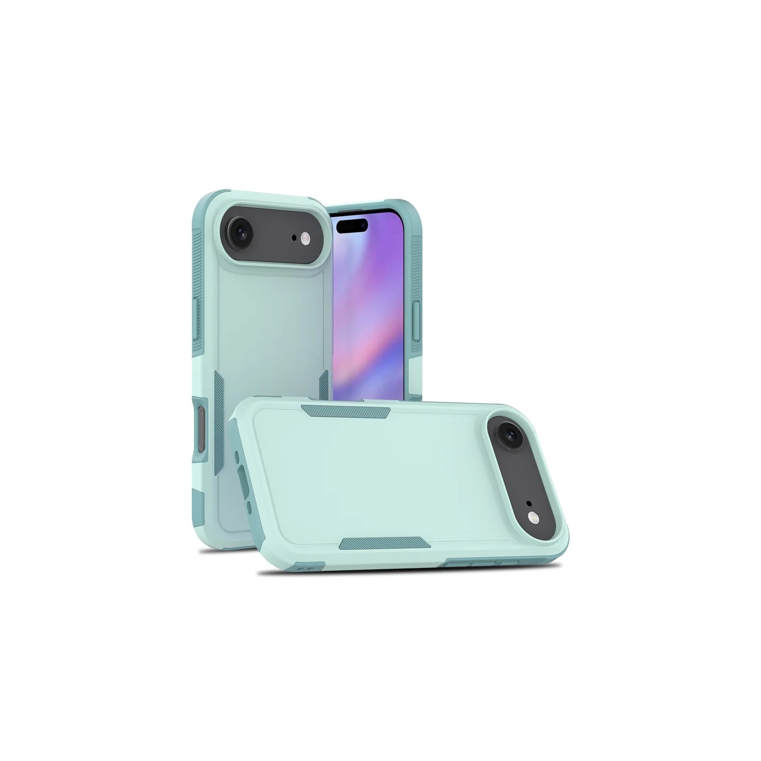 [CS] Dual Layers Heavy Duty Rubber Armor Hard Case Cover for iPhone 17 Air, Teal