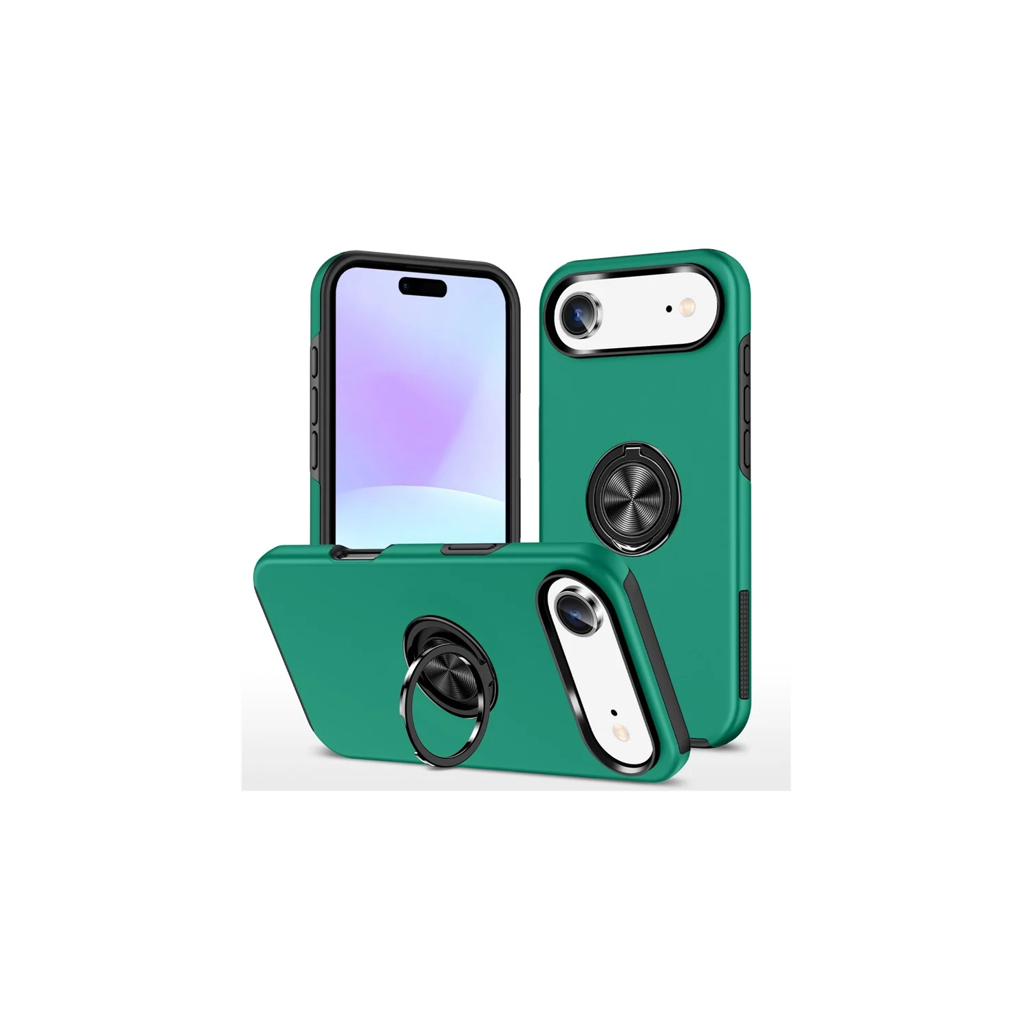 [CS] Hybrid Magnetic Kickstand Invisible Ring Case Cover for iPhone 17 Air, Green