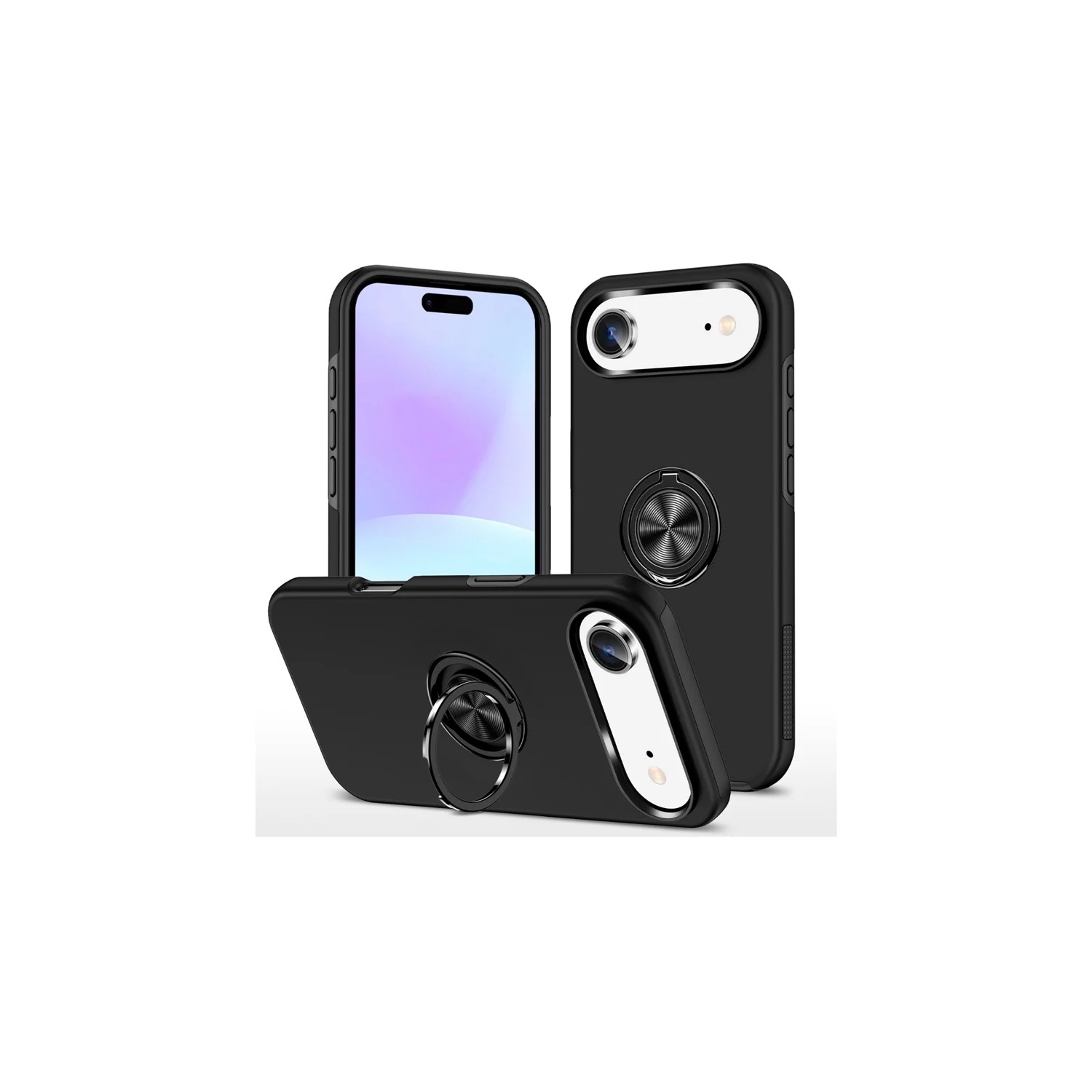 [CS] Hybrid Magnetic Kickstand Invisible Ring Case Cover for iPhone 17 Air, Black