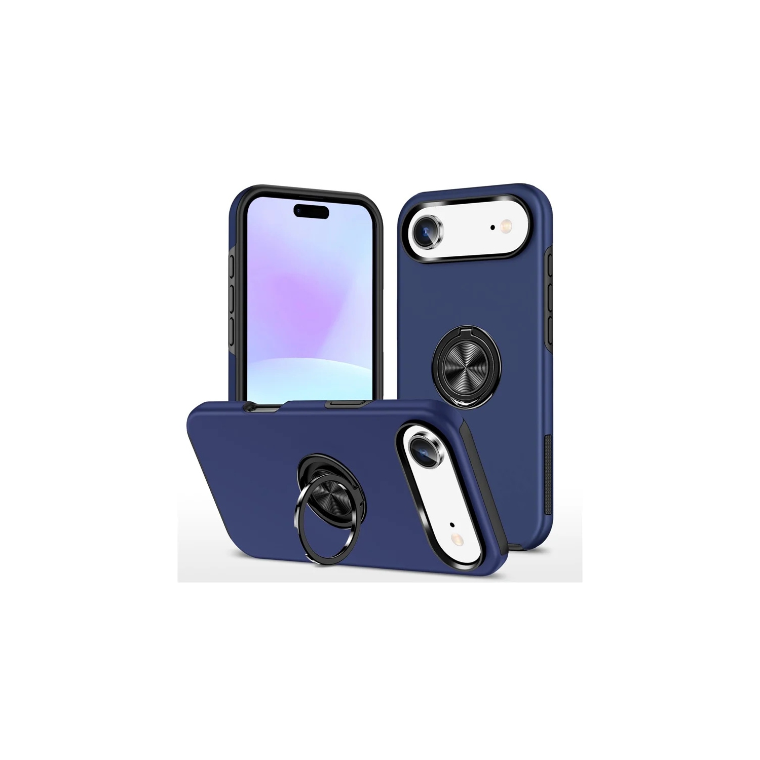 [CS] Hybrid Magnetic Kickstand Invisible Ring Case Cover for iPhone 17 Air, Navy