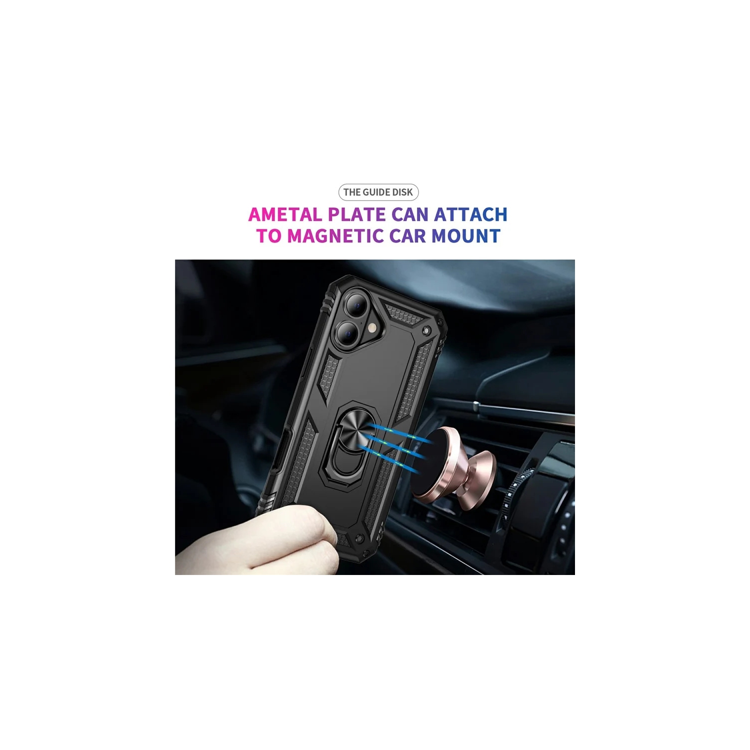 [CS] Hybrid Hard Kickstand Case Cover with Magnetic Ring Holder for iPhone 17 Air, Black