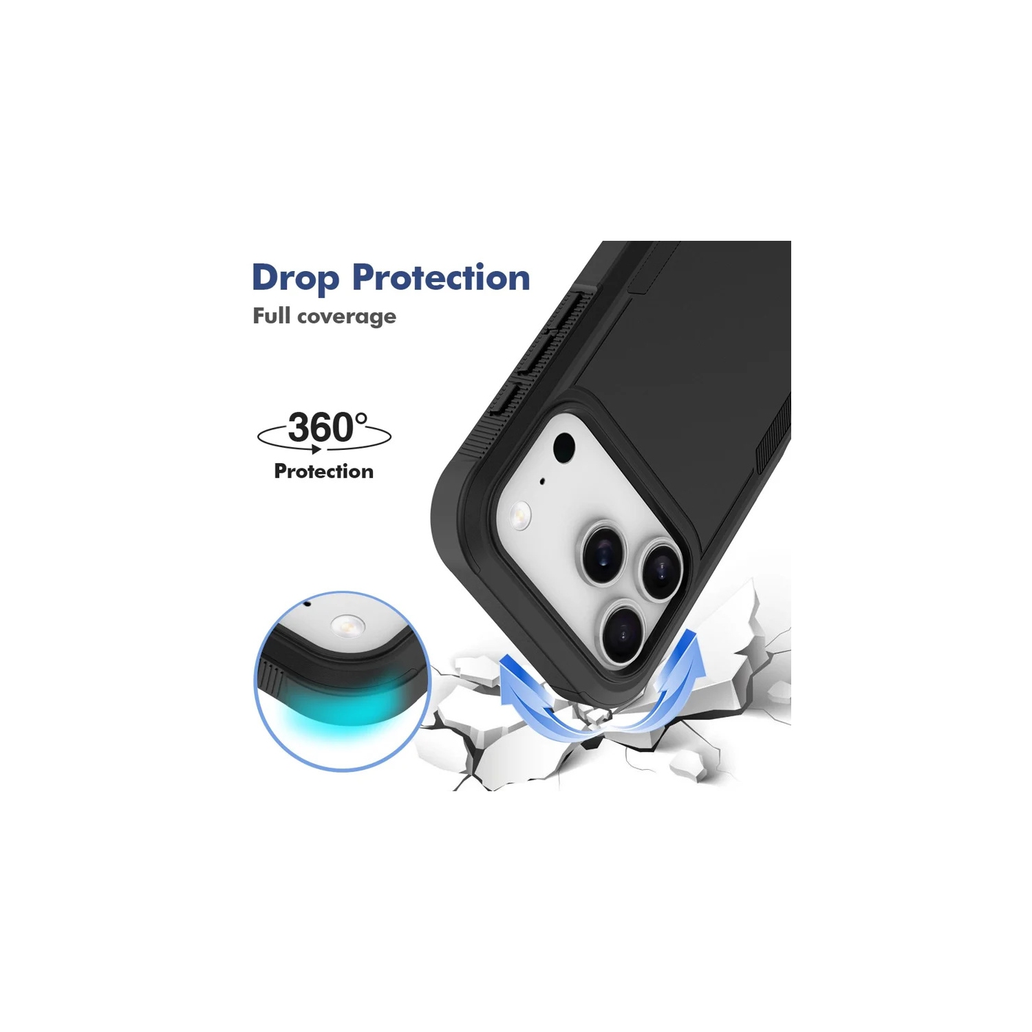 [CS] Dual Layers Heavy Duty Rubber Armor Hard Case Cover for iPhone 17 Pro, Teal