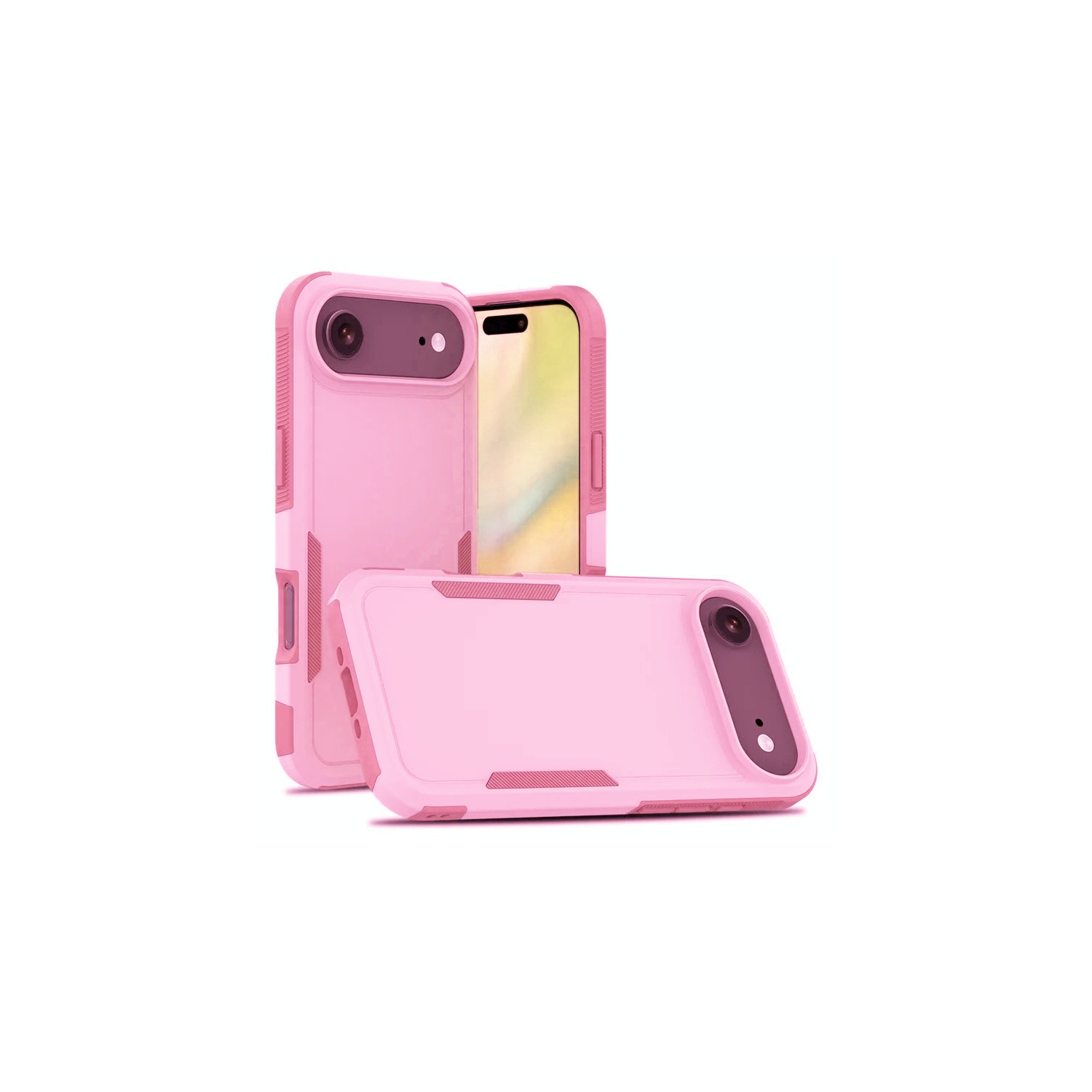 [CS] Dual Layers Heavy Duty Rubber Armor Hard Case Cover for iPhone 17 Air, Light Pink