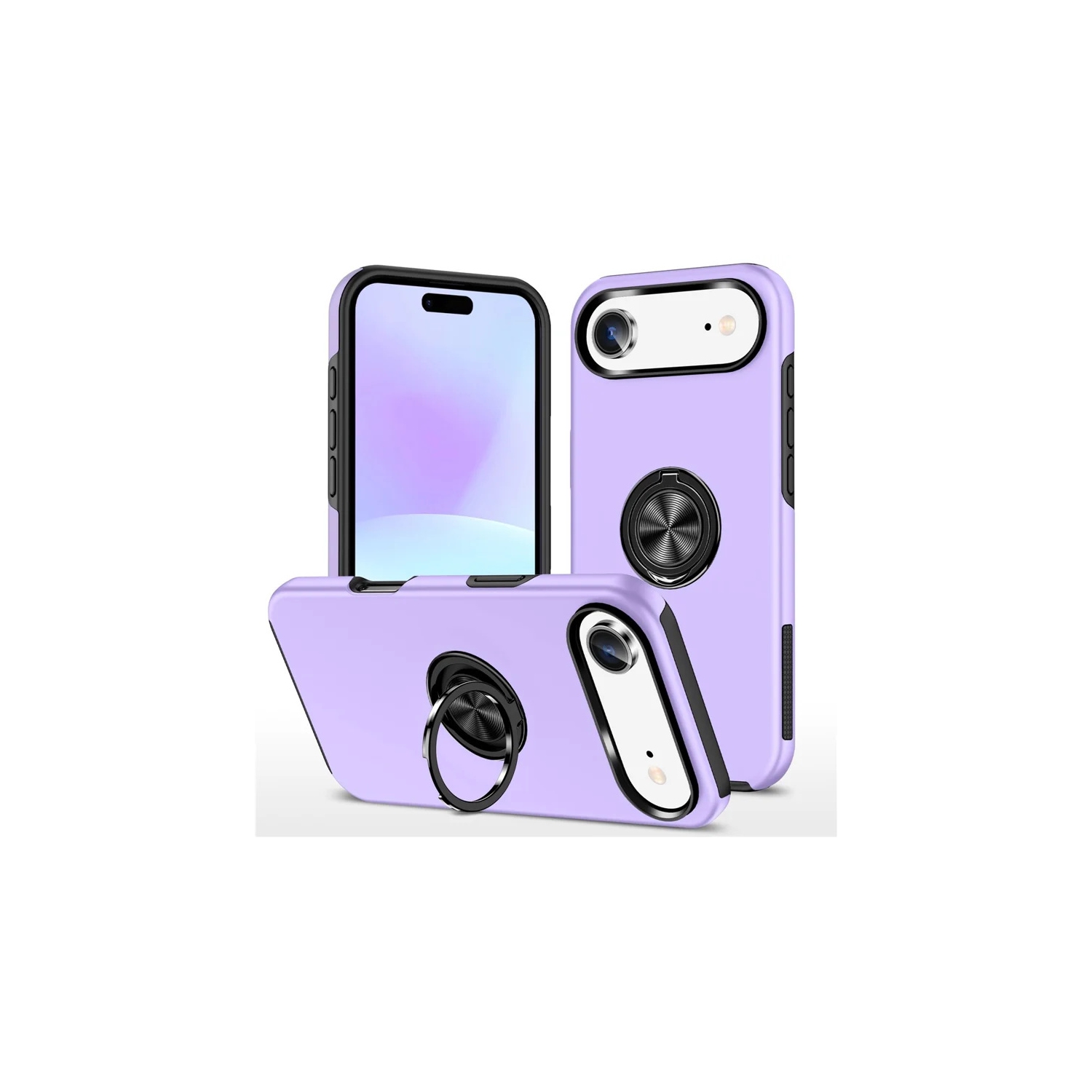 [CS] Hybrid Magnetic Kickstand Invisible Ring Case Cover for iPhone 17 Air, Purple
