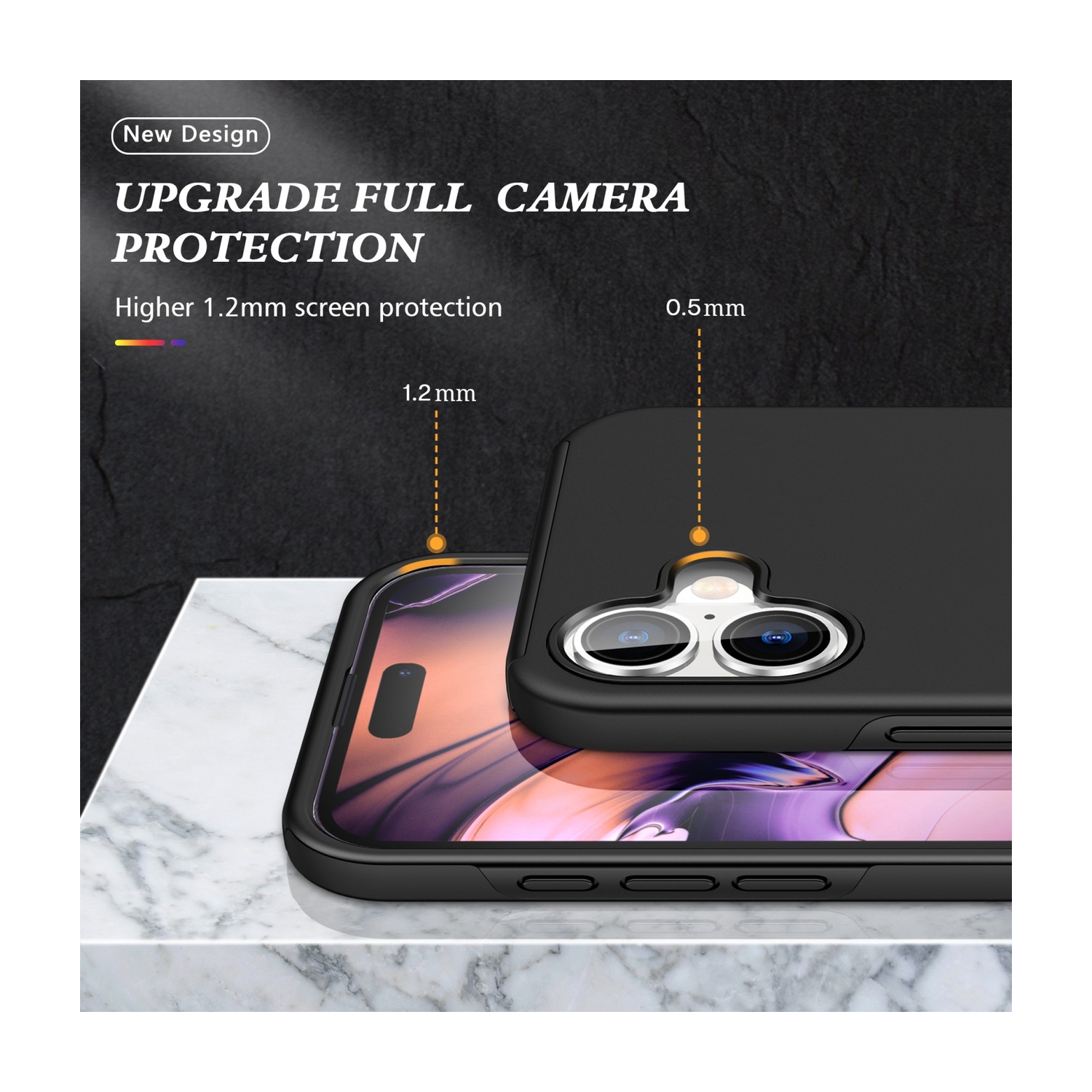 [CS] Hybrid Magnetic Kickstand Invisible Ring Case Cover for iPhone 17, Black