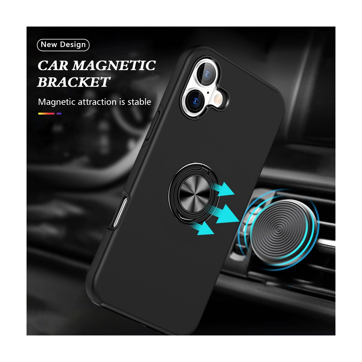 [CS] Hybrid Magnetic Kickstand Invisible Ring Case Cover for iPhone 17, Green