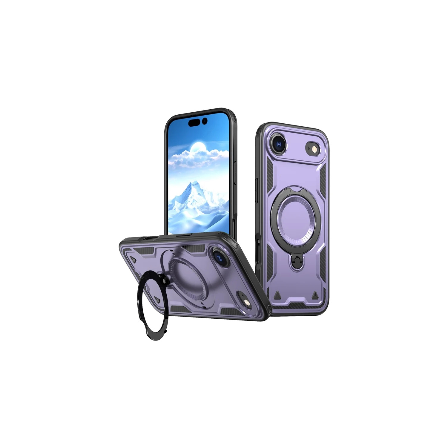 [CS] Shockproof Kickstand Magsafe Case Cover with Ring Stand for iPhone 17 Air, Purple