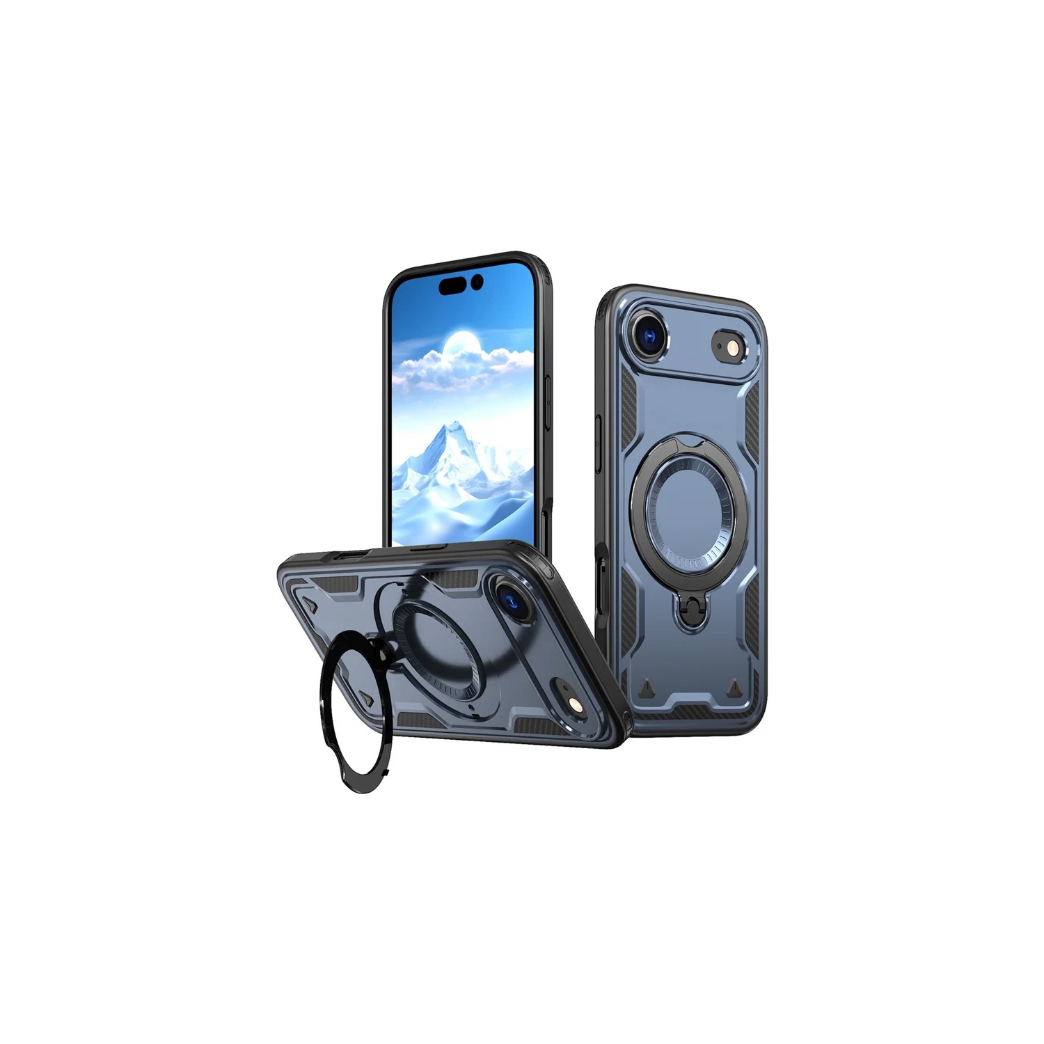 [CS] Shockproof Kickstand Magsafe Case Cover with Ring Stand for iPhone 17 Air, Navy