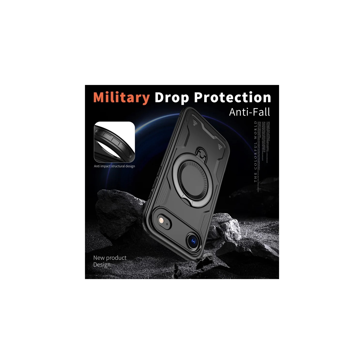 [CS] Shockproof Kickstand Magsafe Case Cover with Ring Stand for iPhone 17 Air, Red