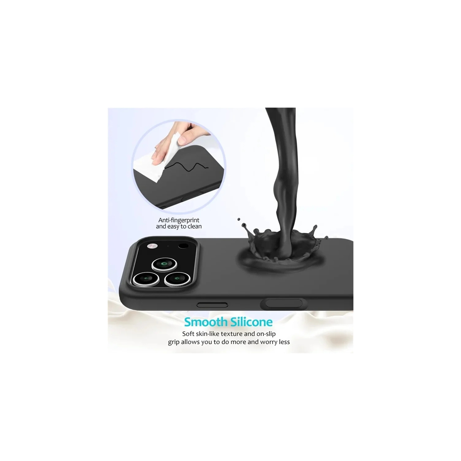 [CS] Slim Soft Liquid Silicone Gel Rubber Case Back Cover for iPhone 17 Pro Max, Midnight Green