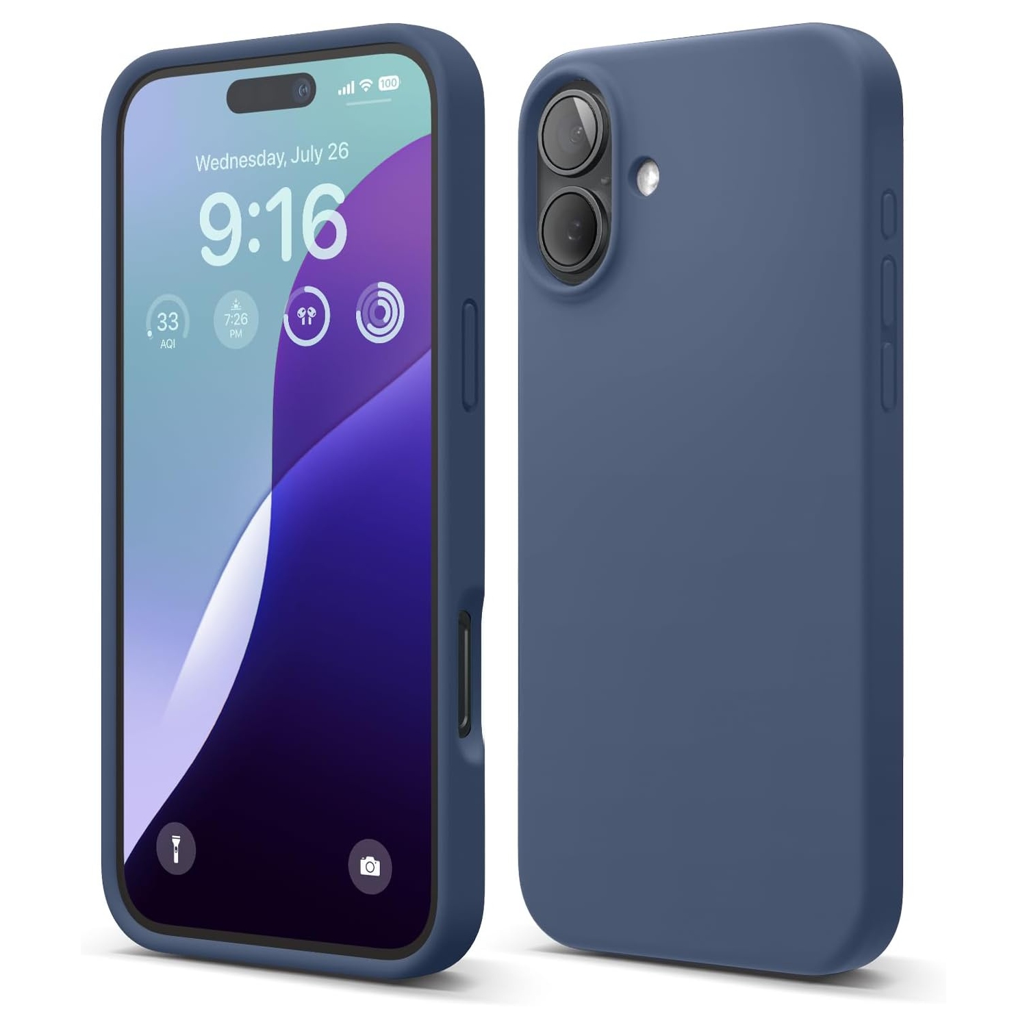 [CS] Slim Soft Liquid Silicone Gel Rubber Case Back Cover for iPhone 17, Navy