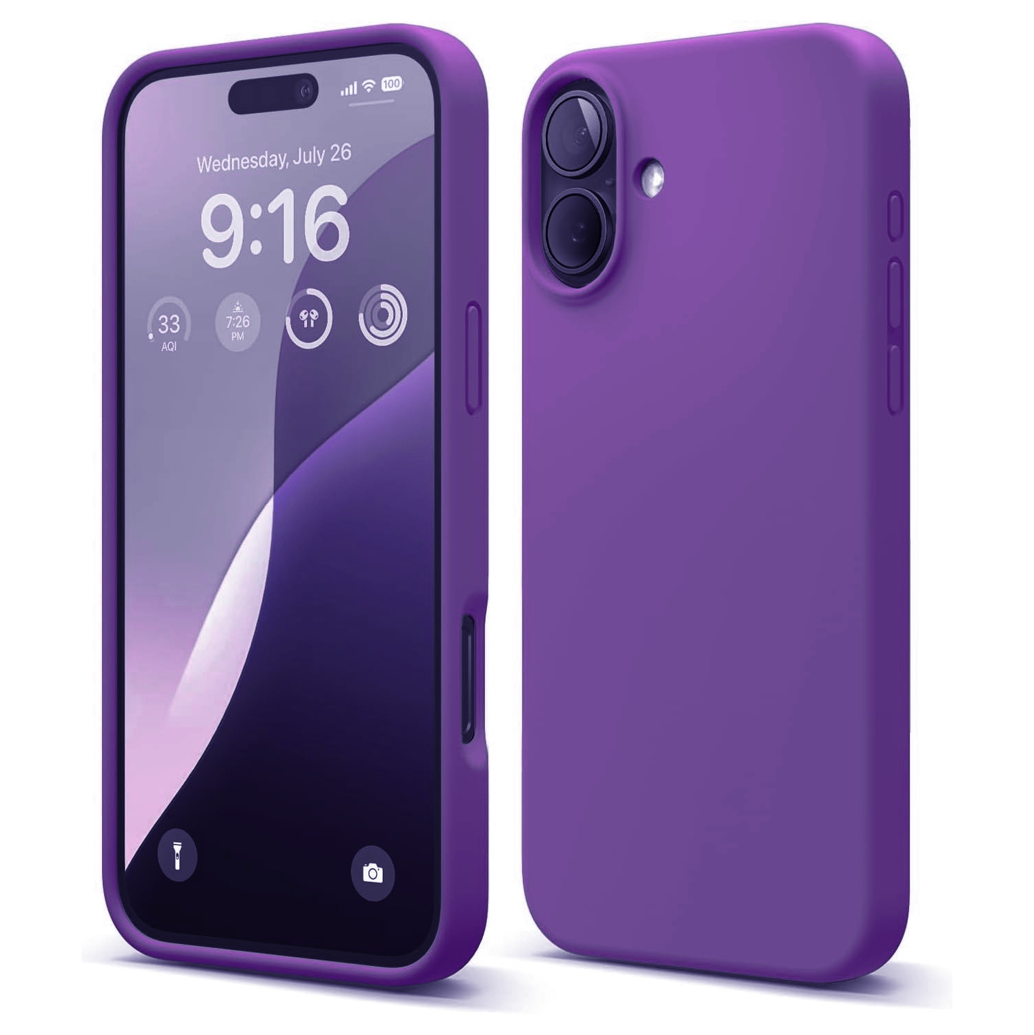 [CS] Étui mince souple en gel de caoutchouc de silicone liquide pour iPhone 17, violet foncé