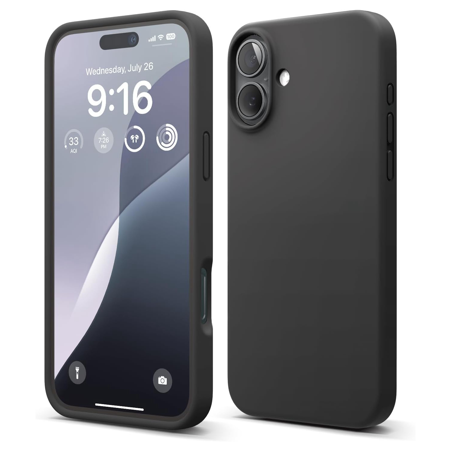 [CS] Slim Soft Liquid Silicone Gel Rubber Case Back Cover for iPhone 17, Black