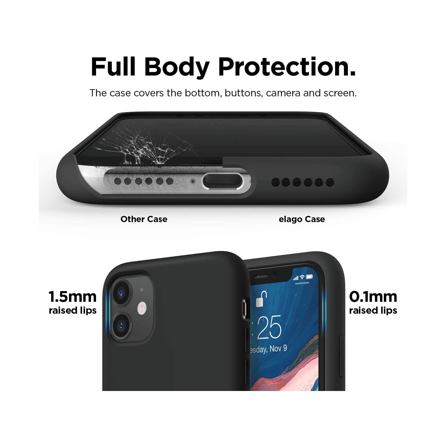 [CS] Slim Soft Liquid Silicone Gel Rubber Case Back Cover for iPhone 17, Black