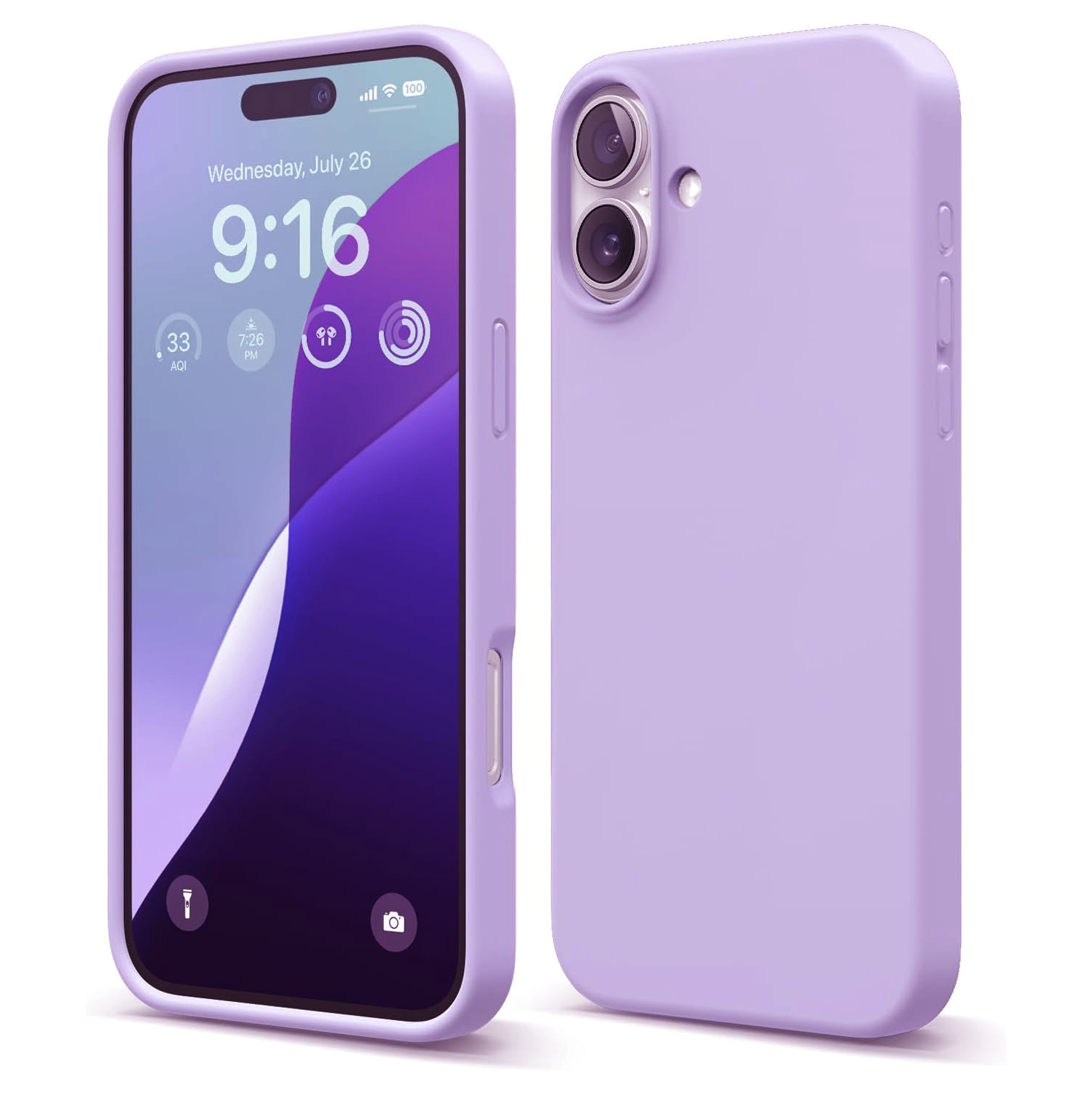 [CS] Slim Soft Liquid Silicone Gel Rubber Case Back Cover for iPhone 17, Light Purple