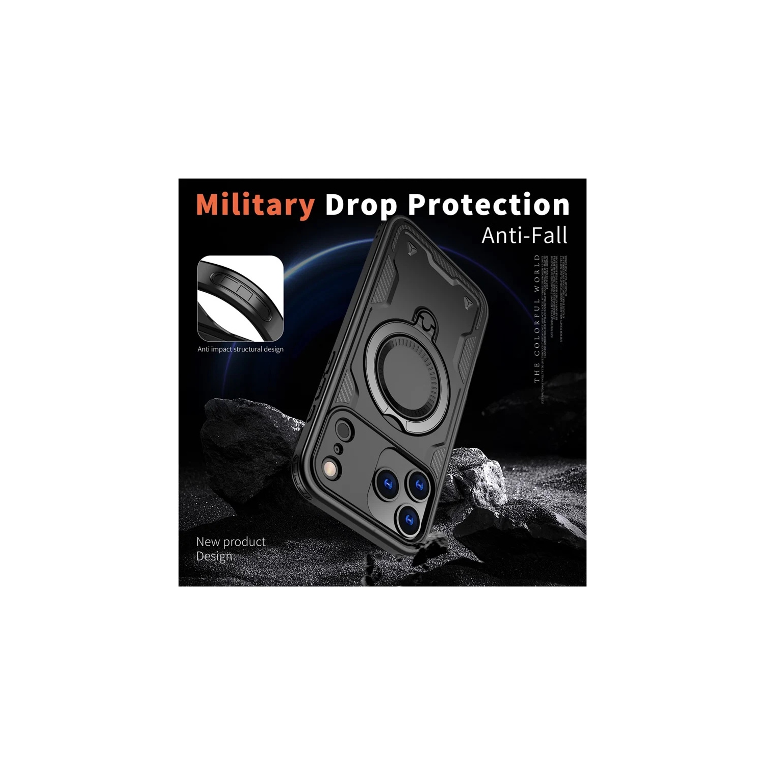 [CS] Shockproof Kickstand Magsafe Case Cover with Ring Stand for iPhone 17 Pro, Red