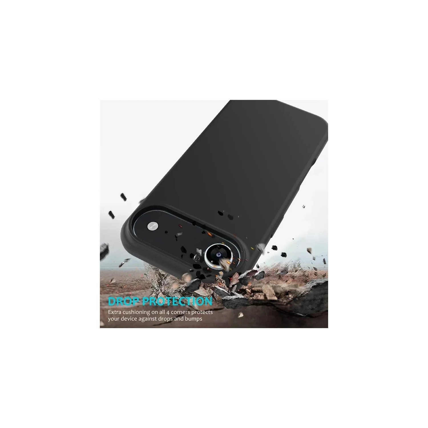 [CS] Slim Soft Liquid Silicone Gel Rubber Case Back Cover for iPhone 17 Air, Black