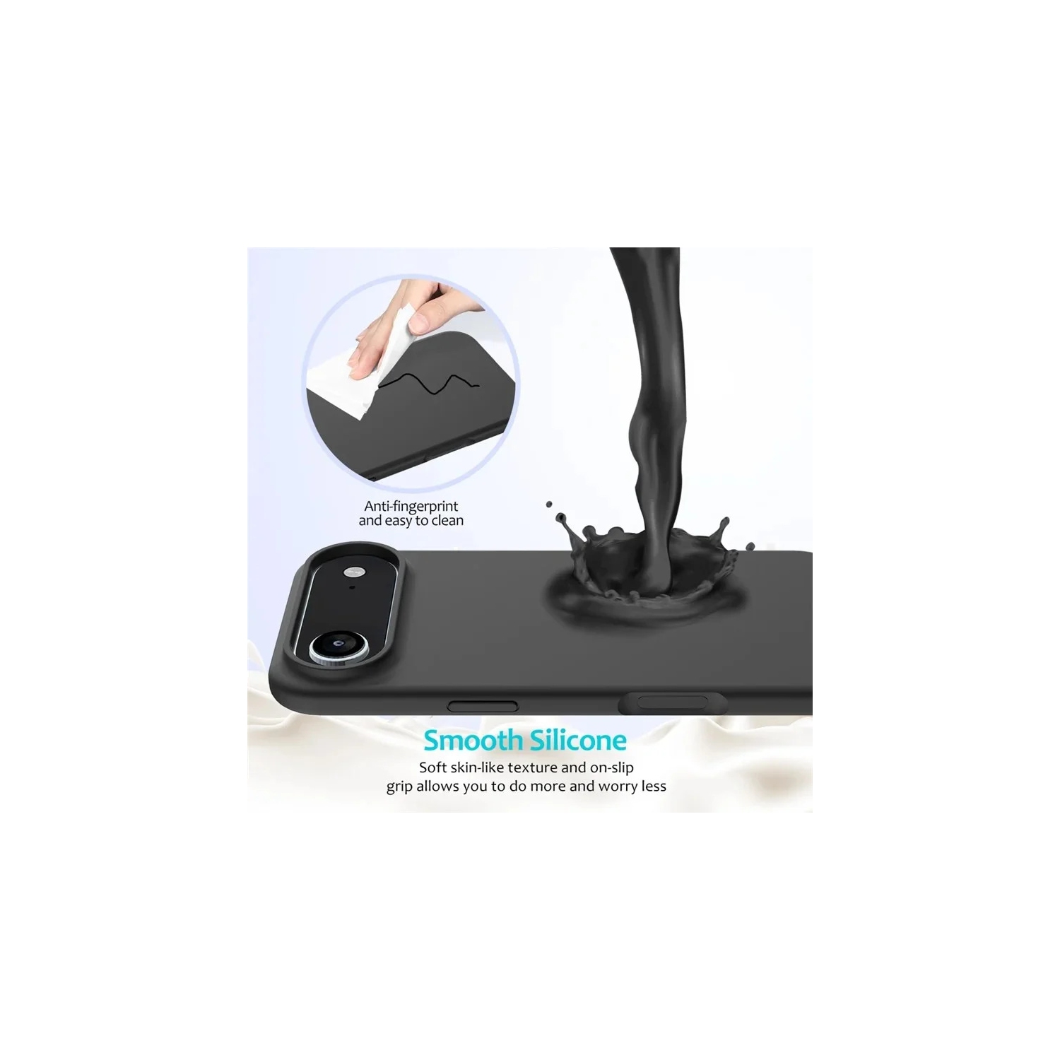 [CS] Slim Soft Liquid Silicone Gel Rubber Case Back Cover for iPhone 17 Air, Midnight Green