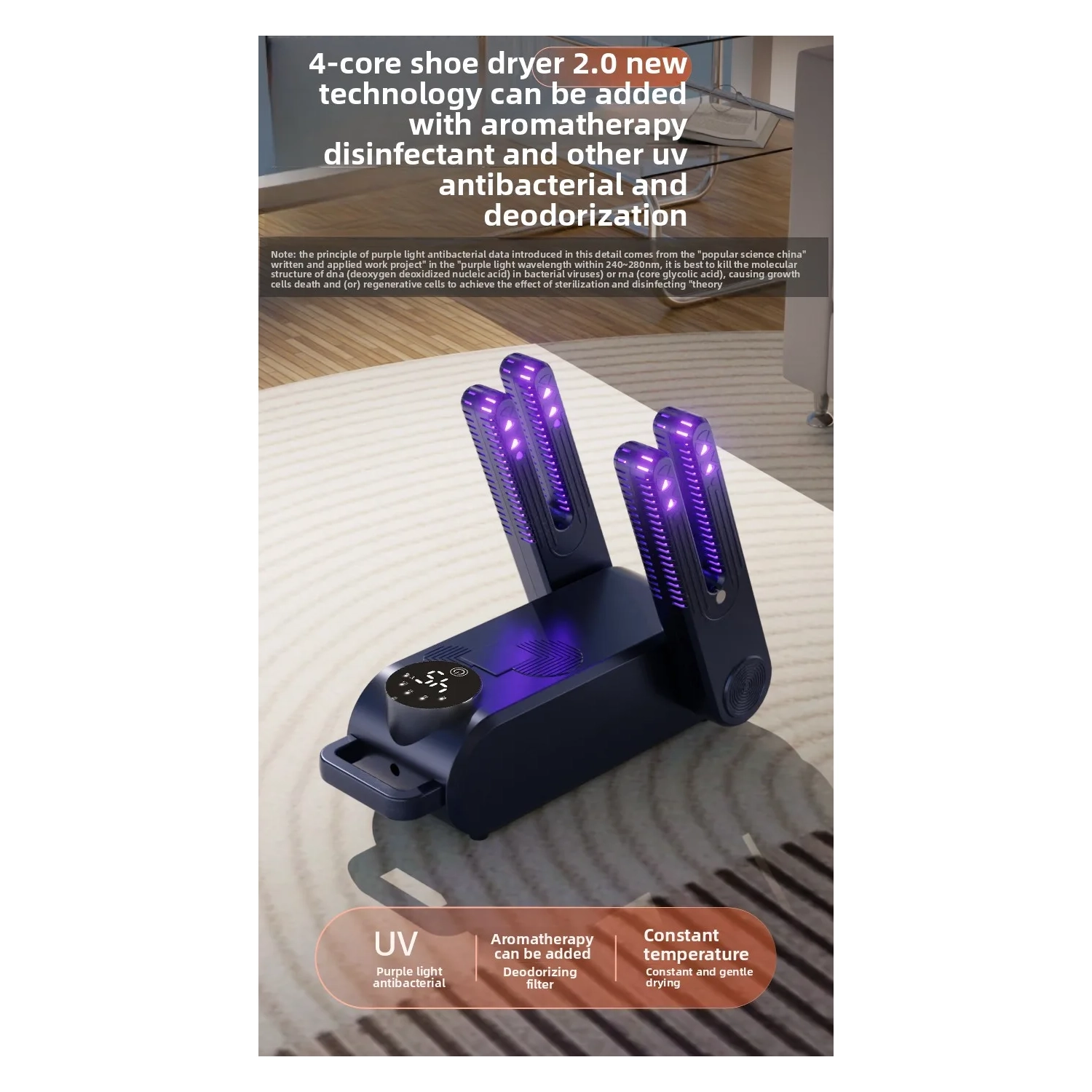 Sèche-chaussures Chaussure électrique et séchoir à bottes portatif Design pliable à 180° Smart Display pour chaussures Gants Chapeaux Chaussettes