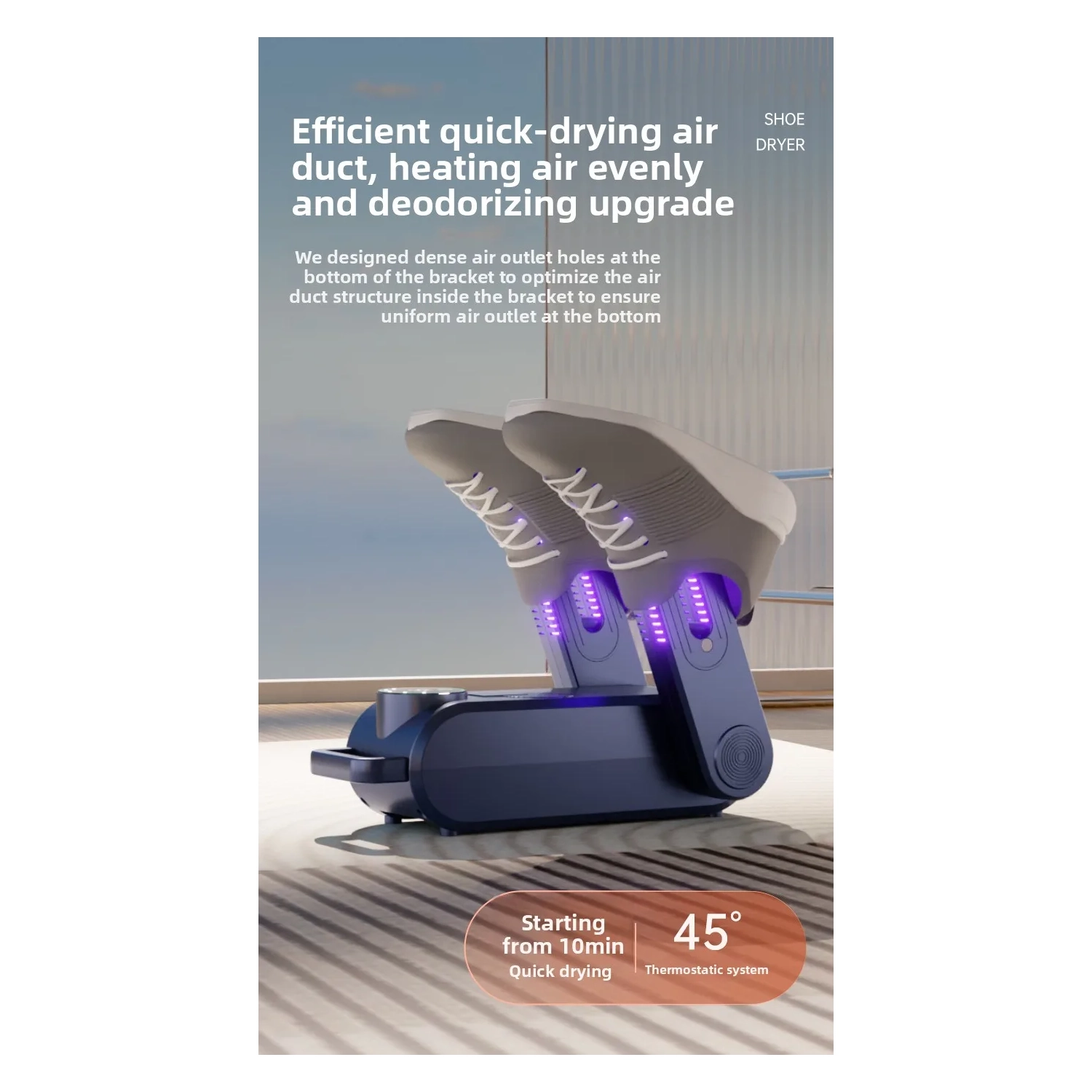 Sèche-chaussures Chaussure électrique et séchoir à bottes portatif Design pliable à 180° Smart Display pour chaussures Gants Chapeaux Chaussettes