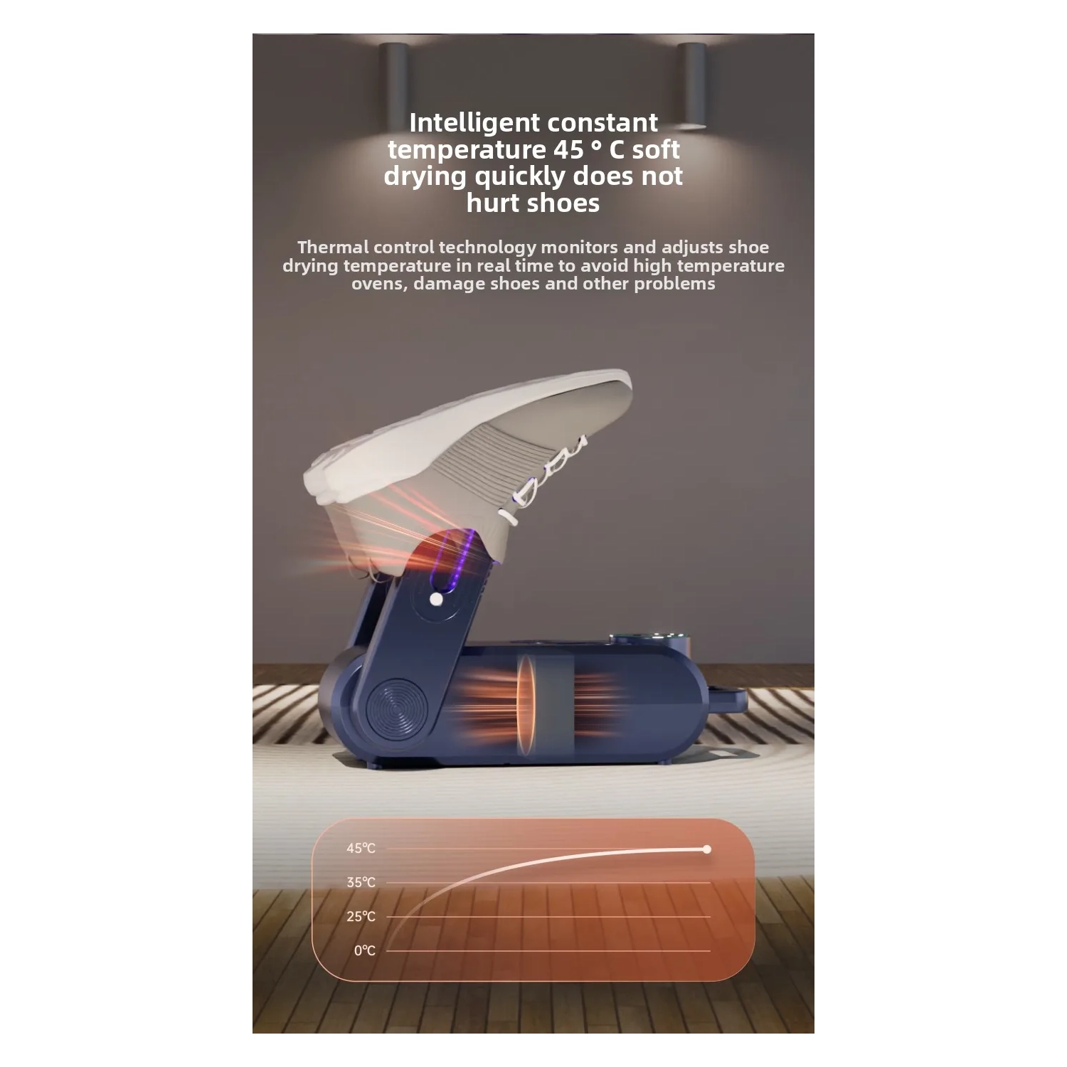 Sèche-chaussures Chaussure électrique et séchoir à bottes portatif Design pliable à 180° Smart Display pour chaussures Gants Chapeaux Chaussettes