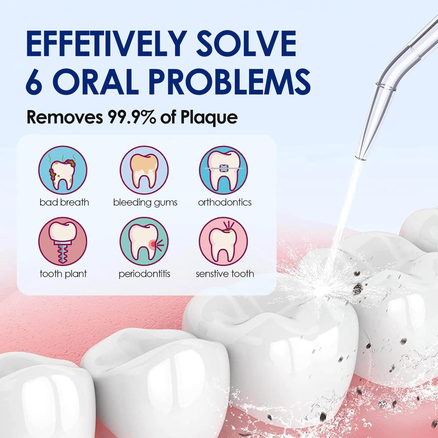 Mini hydropulseur portatif pour les dents, les gencives, les renforts et les accessoires de voyage avec 5 embouts pour hydropulseur IPX7 étanches et