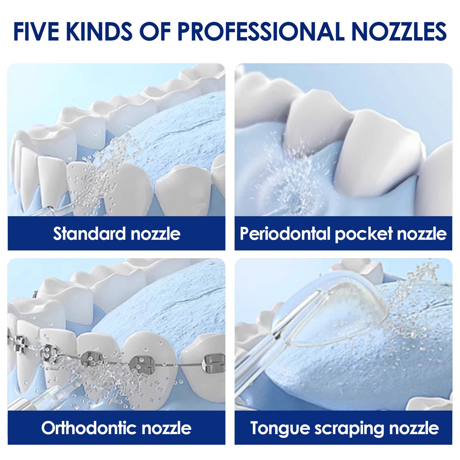 Mini hydropulseur portatif pour les dents, les gencives, les renforts et les accessoires de voyage avec 5 embouts pour hydropulseur IPX7 étanches et
