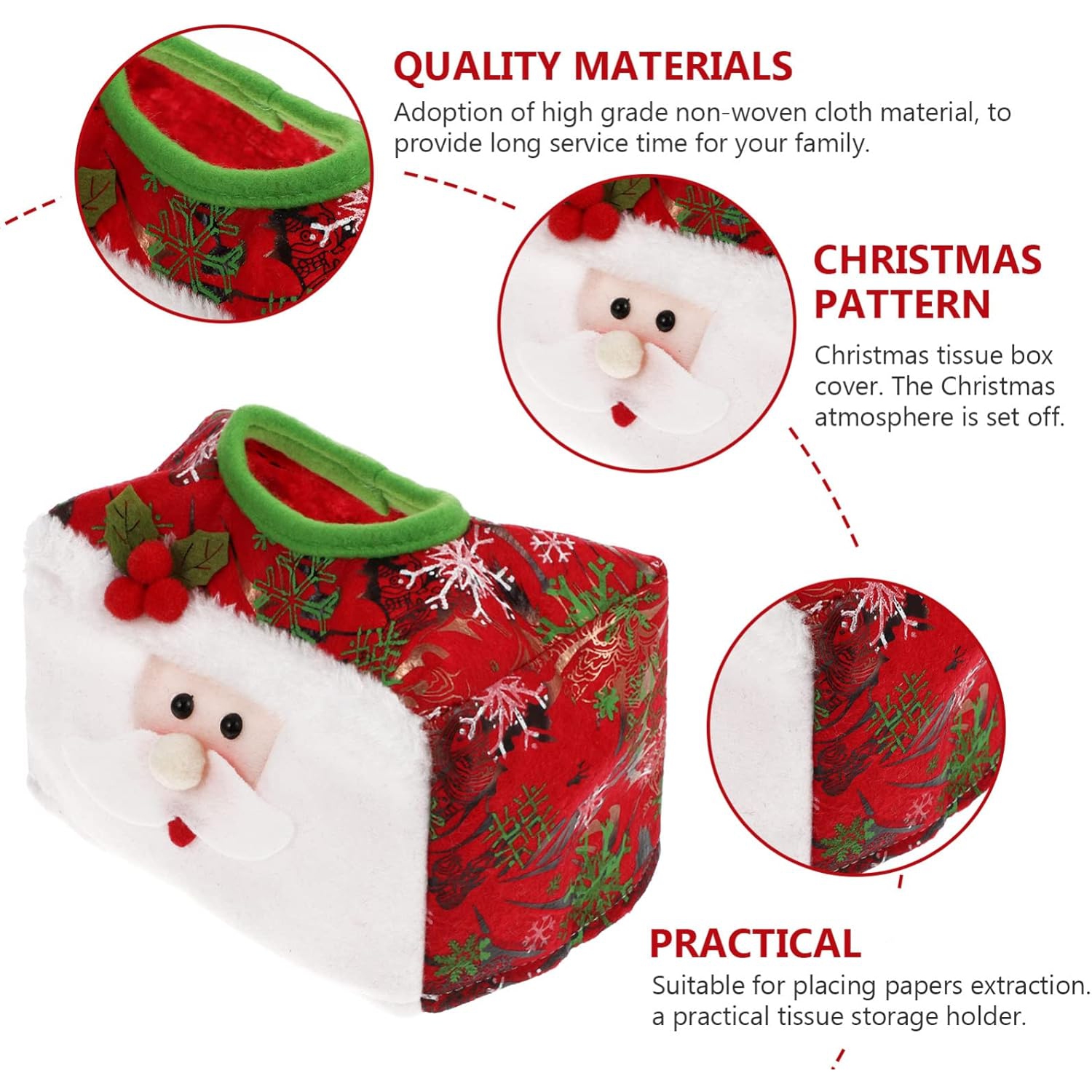 5Pcs Santa Snowman Tissue Box Cover Christmas Tissue Box Cover Soft Tissue Holder Case Christmas Plush Santa Snowman Decor