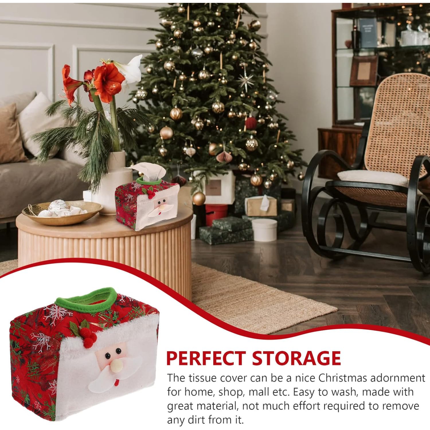 5Pcs Santa Snowman Tissue Box Cover Christmas Tissue Box Cover Soft Tissue Holder Case Christmas Plush Santa Snowman Decor