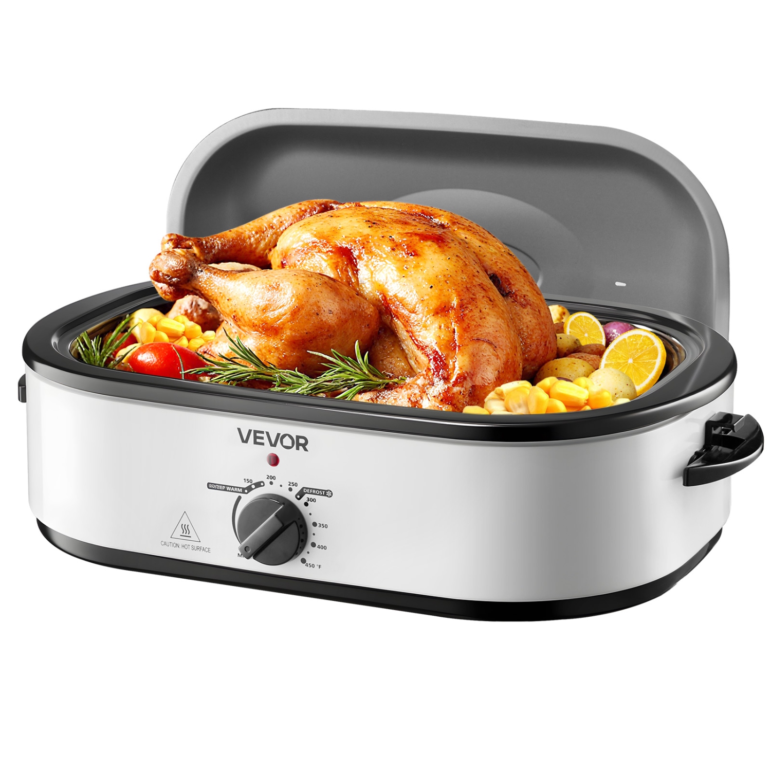 VEVOR Roaster Oven, 18QT Electric Roaster Oven, 150-450℉ Adjustable Temperature, Multifunctional Electric Roasters Oven with Self-Basting Lid,