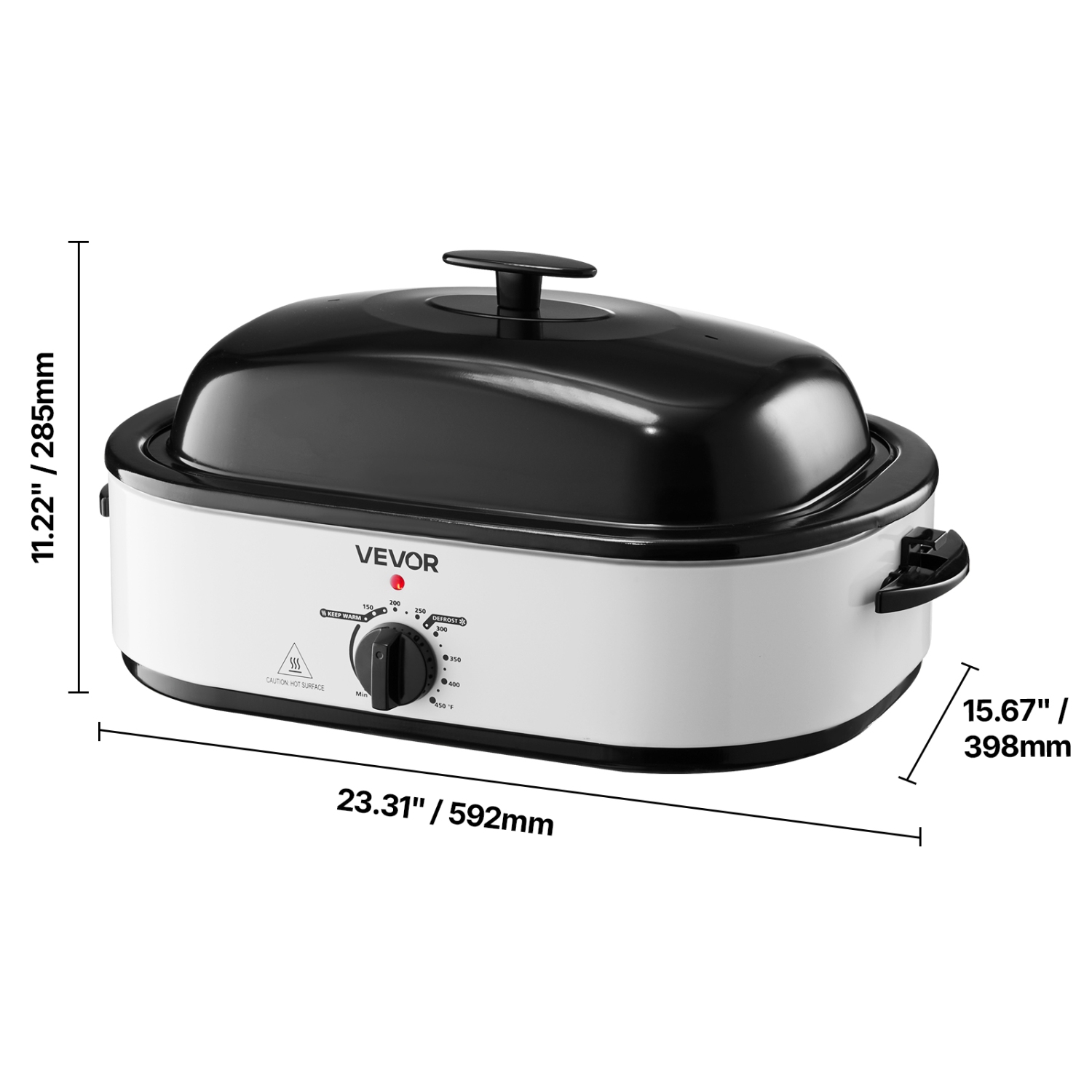VEVOR Roaster Oven, 18QT Electric Roaster Oven, 150-450℉ Adjustable Temperature, Multifunctional Electric Roasters Oven with Self-Basting Lid,