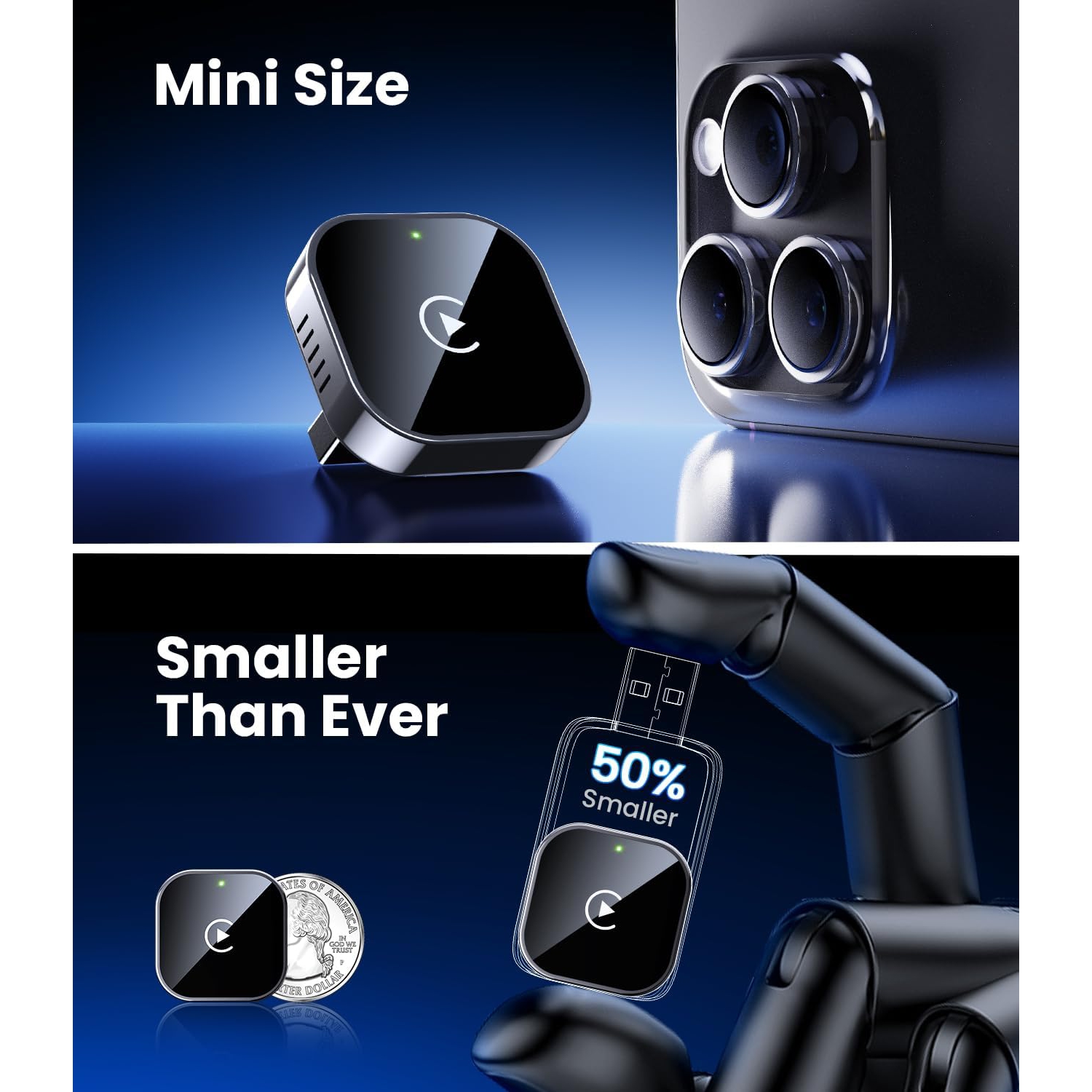 EdgeStation Wireless Apple CarPlay / Android Auto Adapter, Mini USB Design for Cars with Built-in Wired Apple CarPlay, Seamless Use Fast & Stable