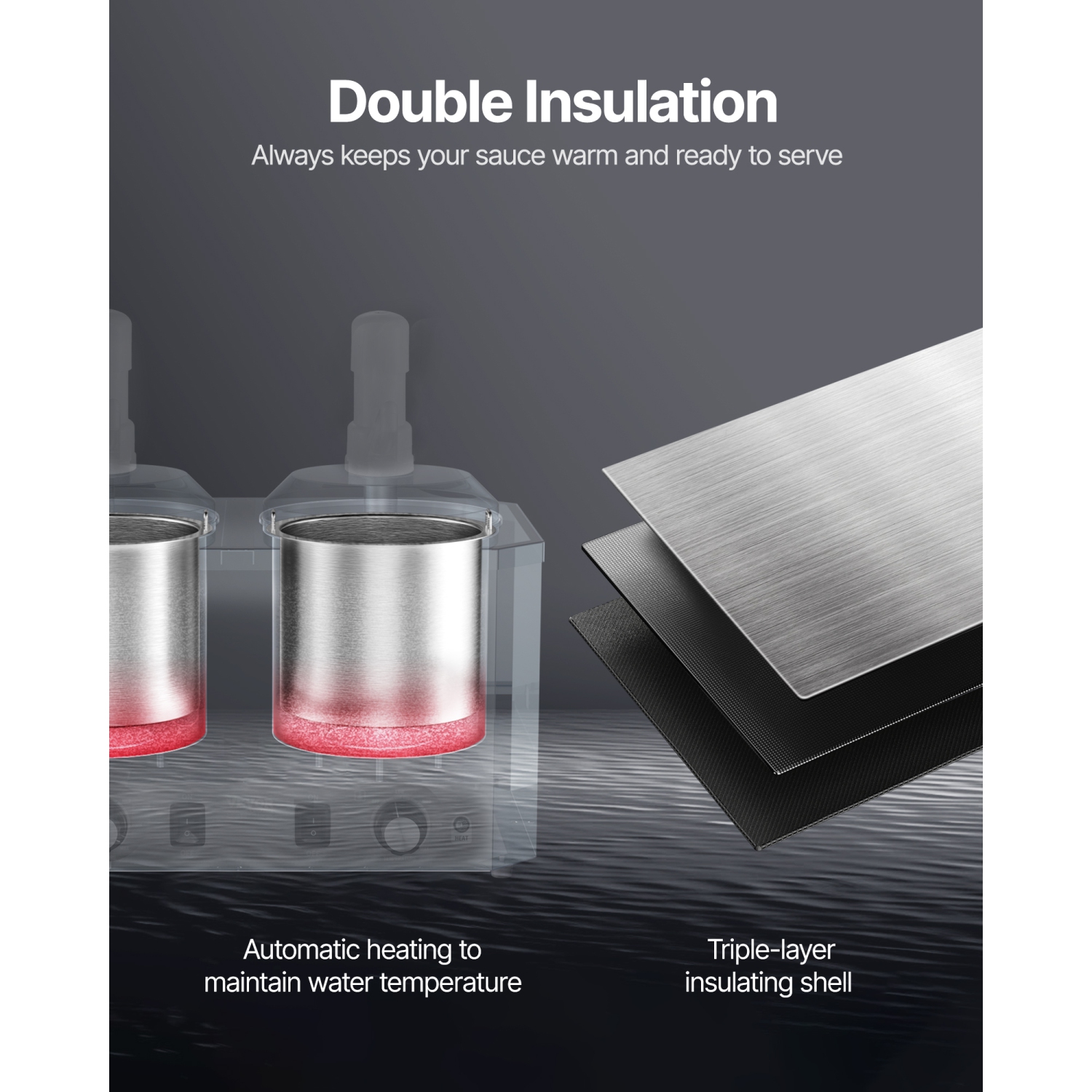 VEVOR 2.4x2 L 86-230℉ Electric Cheese Dispenser with Pumps, Commercial Hot Fudge Warmer,Plastic Double Pumps Dispenser,Temp Adjustable Nacho Cheese