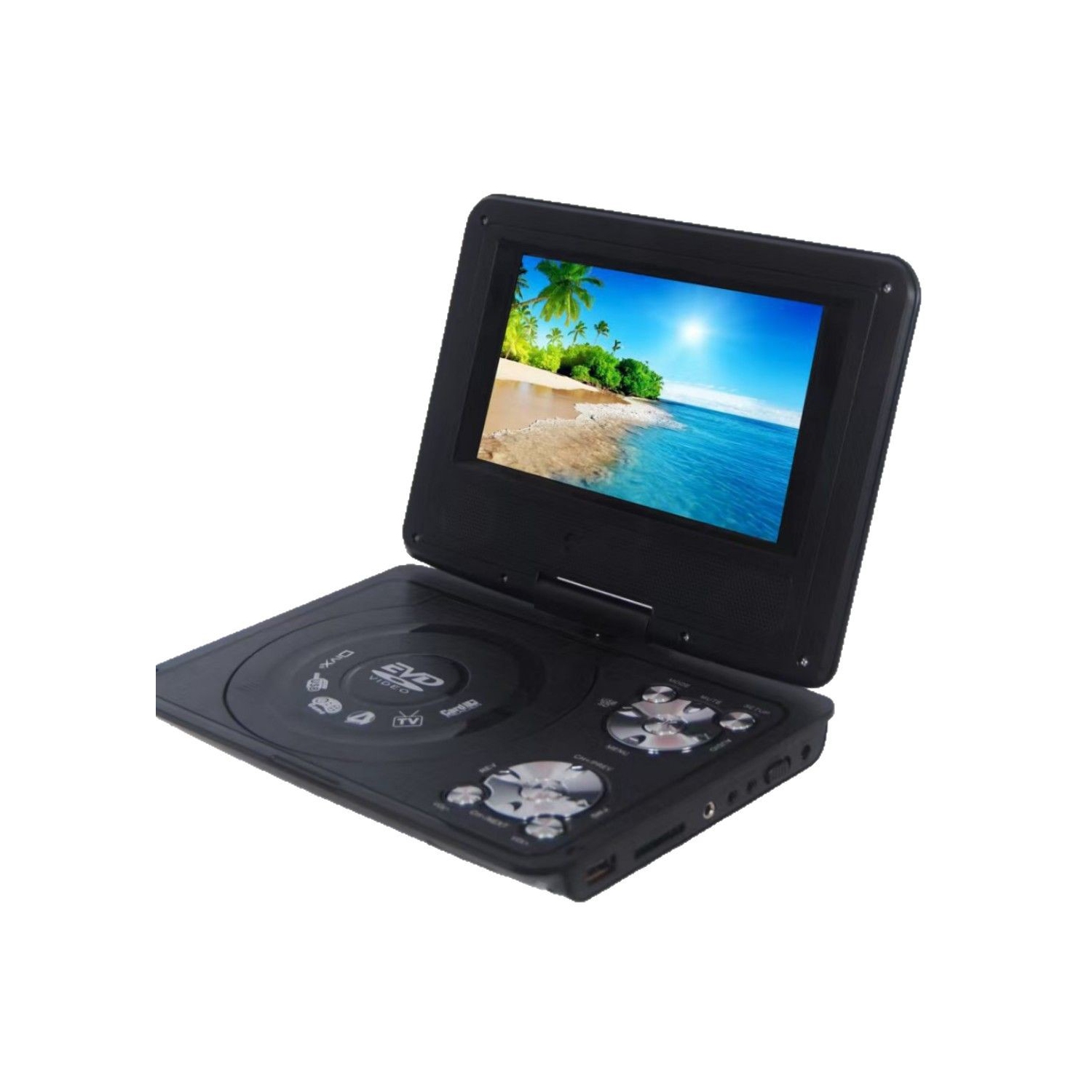 Lecteur DVD portatif de 7,8&nbsp;po, lecteur EVD portatif pour la maison et l'auto, lecteur DVD multifonctionnel Sync TV, prise en charge carte