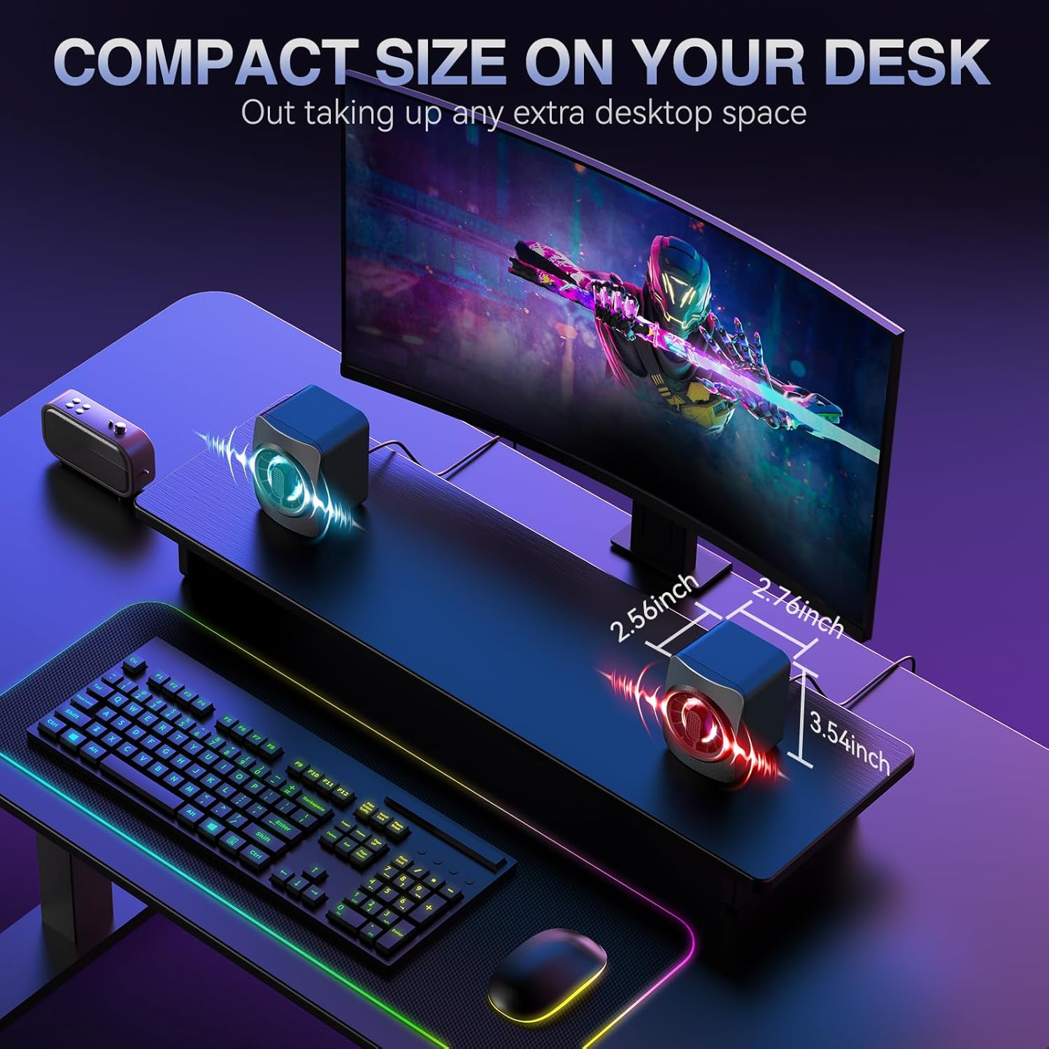 Computer Speakers,RGB PC Speakers,USB Powered 3.5mm Aux Speaker for Desktop PC Laptop Tablet,Small Computer Speakers with Dynamic Lights