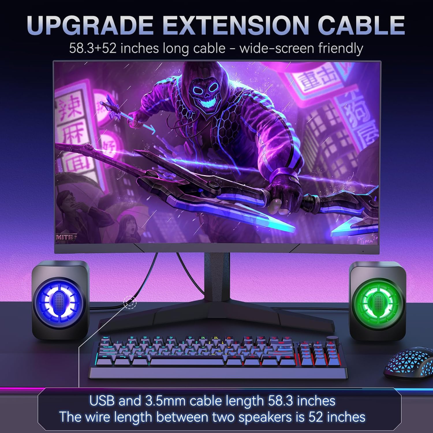 Computer Speakers,RGB PC Speakers,USB Powered 3.5mm Aux Speaker for Desktop PC Laptop Tablet,Small Computer Speakers with Dynamic Lights