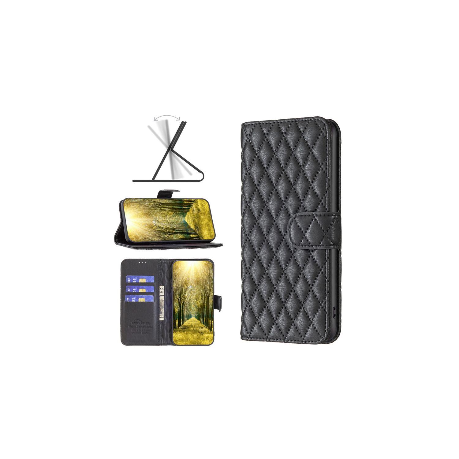 Tasnim Case for iPhone 14 Wallet Case 6.1", Premium PU Leather Folio Cover with [RFID Blocking] 3 Card Slot, Stand [Shockproof TPU Interior Case]