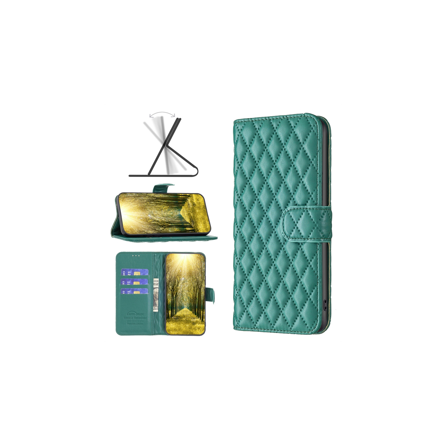 Tasnim Case for iPhone 14 Wallet Case 6.1", Premium PU Leather Folio Cover with [RFID Blocking] 3 Card Slot, Stand [Shockproof TPU Interior Case]