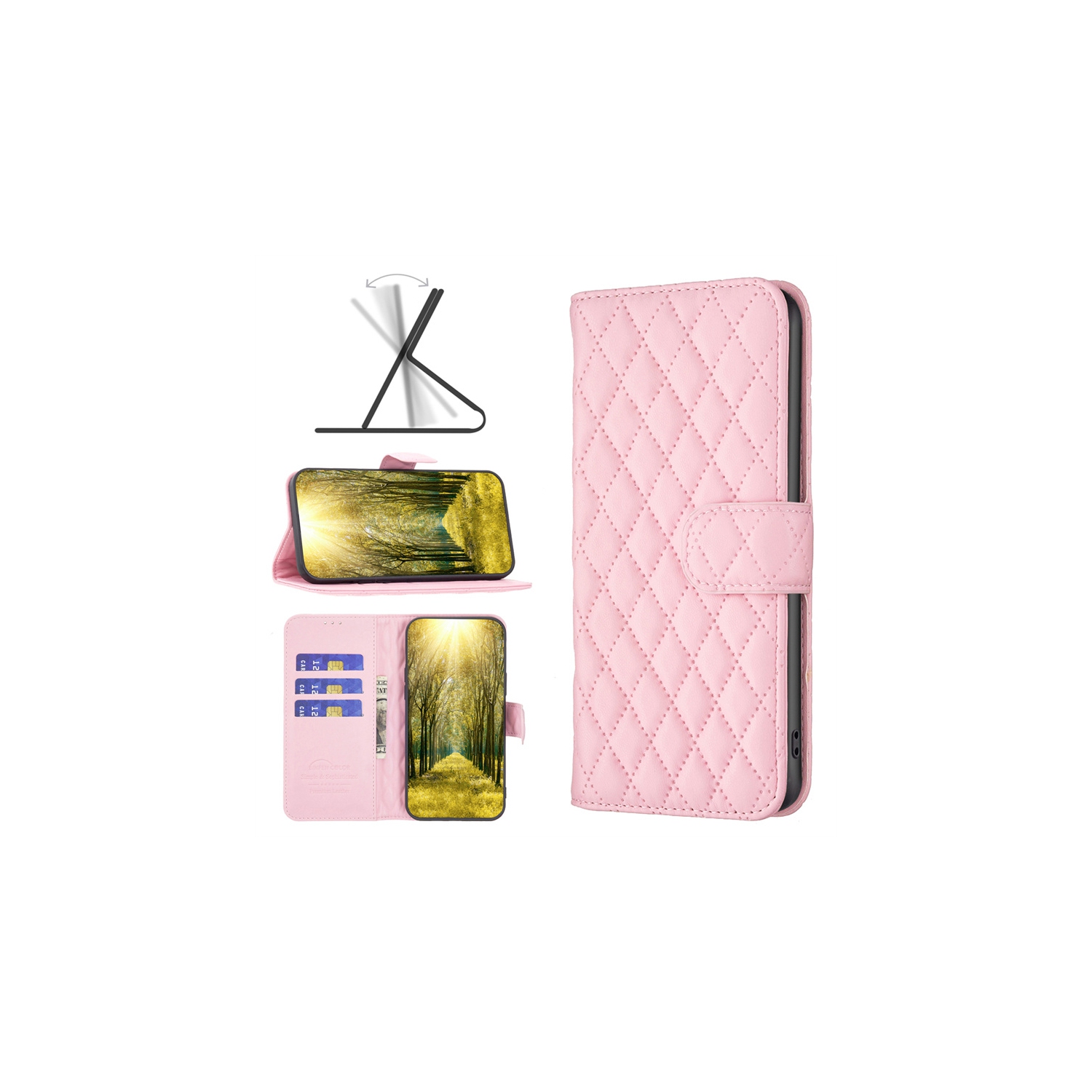 Tasnim Case for iPhone 14 Wallet Case 6.1", Premium PU Leather Folio Cover with [RFID Blocking] 3 Card Slot, Stand [Shockproof TPU Interior]