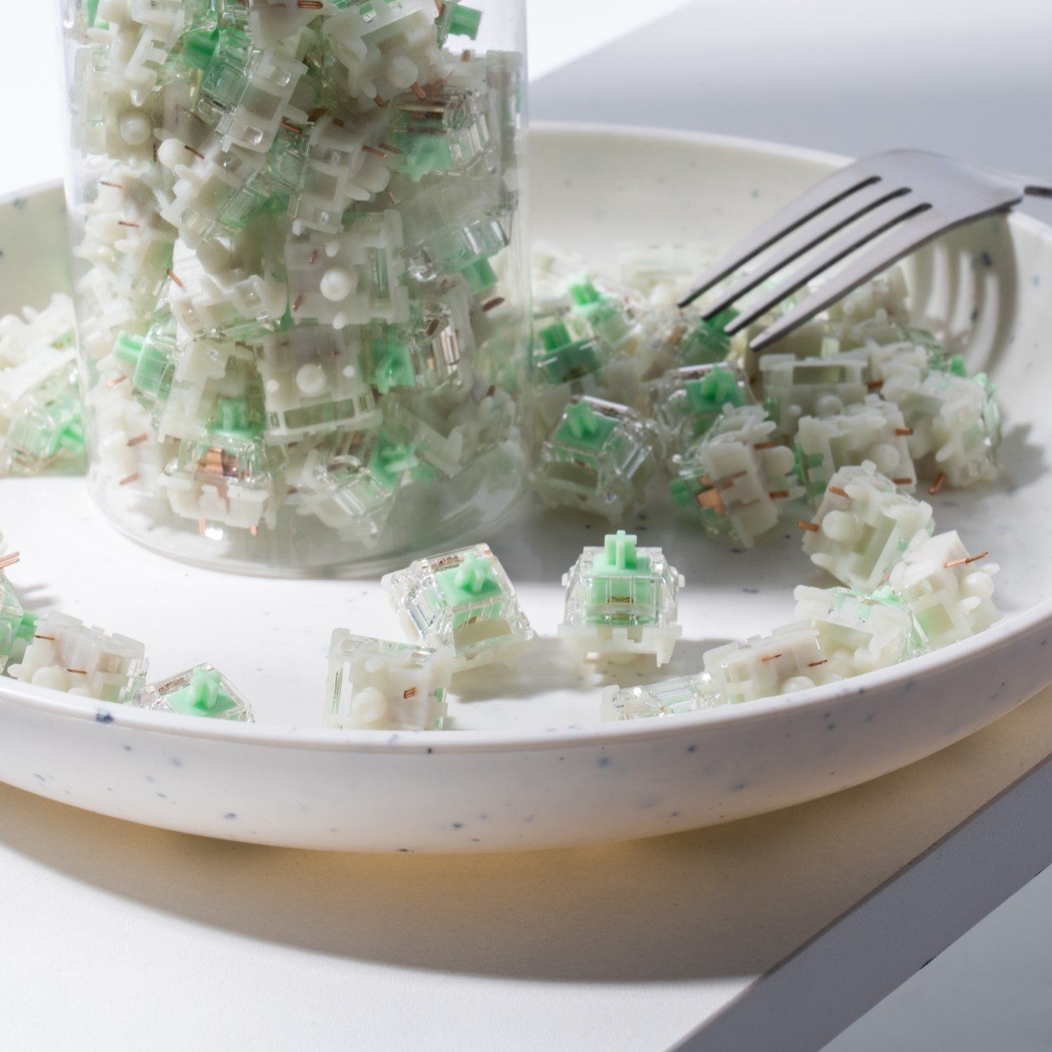 GATERON Baby Kangaroo 2.0 Keyboard Switches, Heavy Tactile RGB LED 5 Pin Green 22mm Dual-Stage Spring Factory Pre-lubed 59gf Key Switches for MX