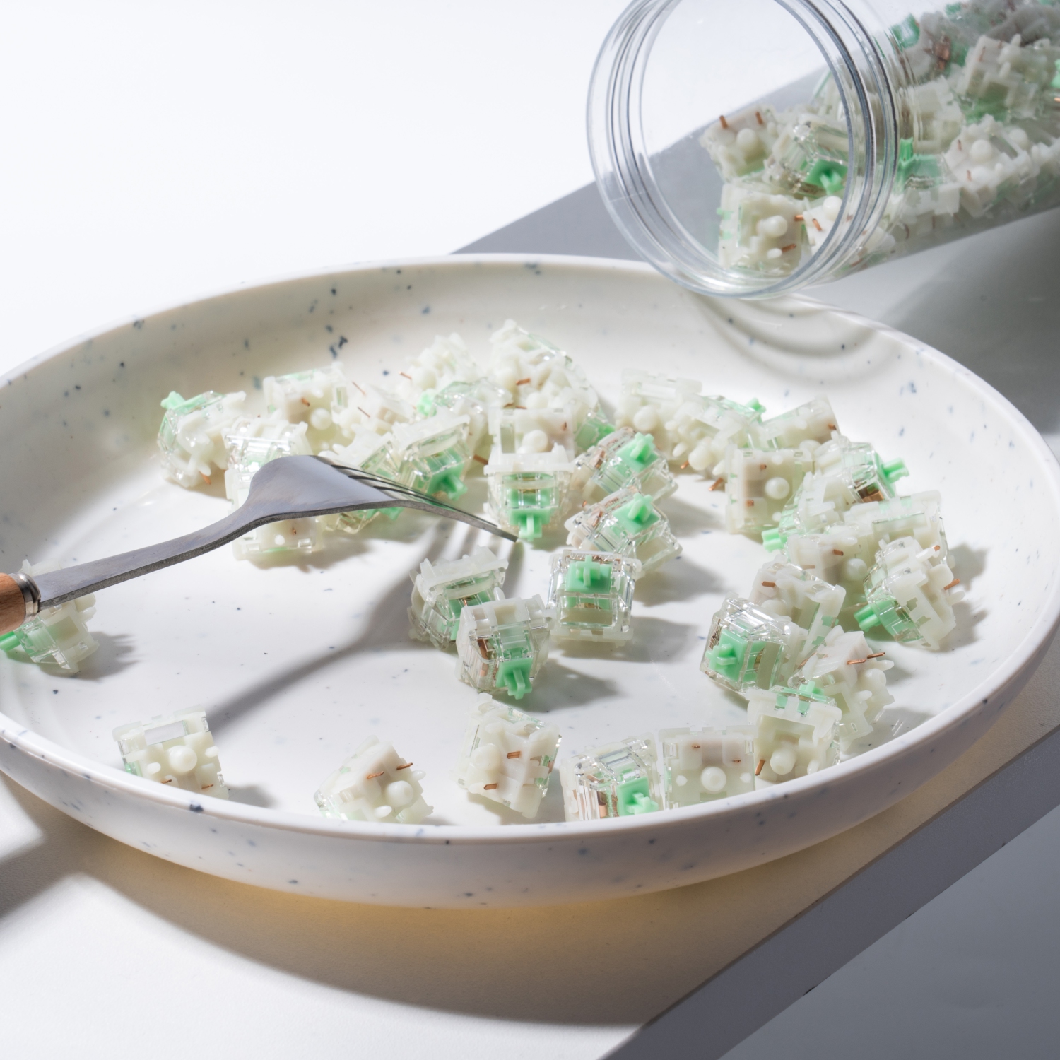 GATERON Baby Kangaroo 2.0 Keyboard Switches, Heavy Tactile RGB LED 5 Pin Green 22mm Dual-Stage Spring Factory Pre-lubed 59gf Key Switches for MX